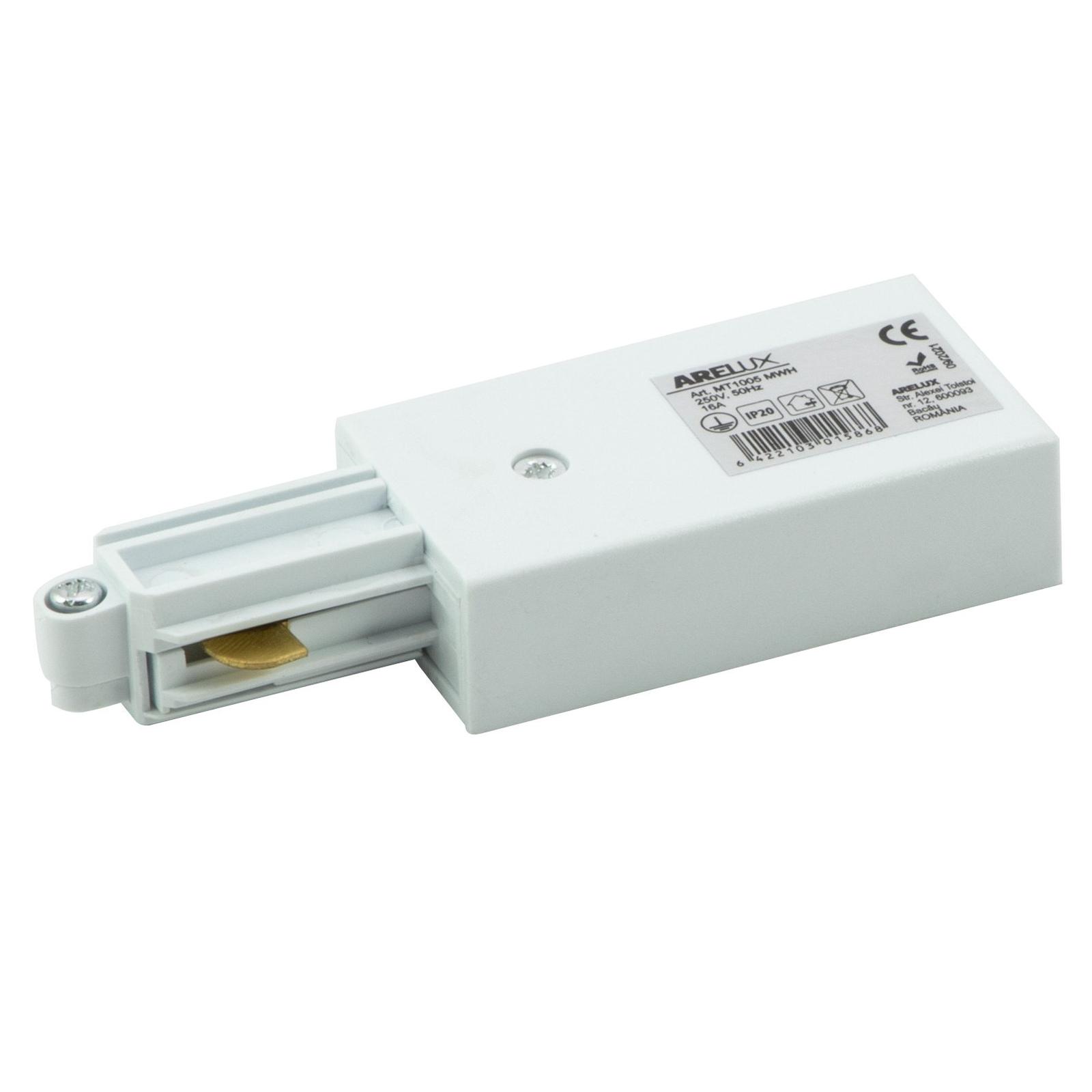 Alimentator Arelux MT1005 MWH, dreapta, 1 circuit, 250 V / 16 A, alb mat