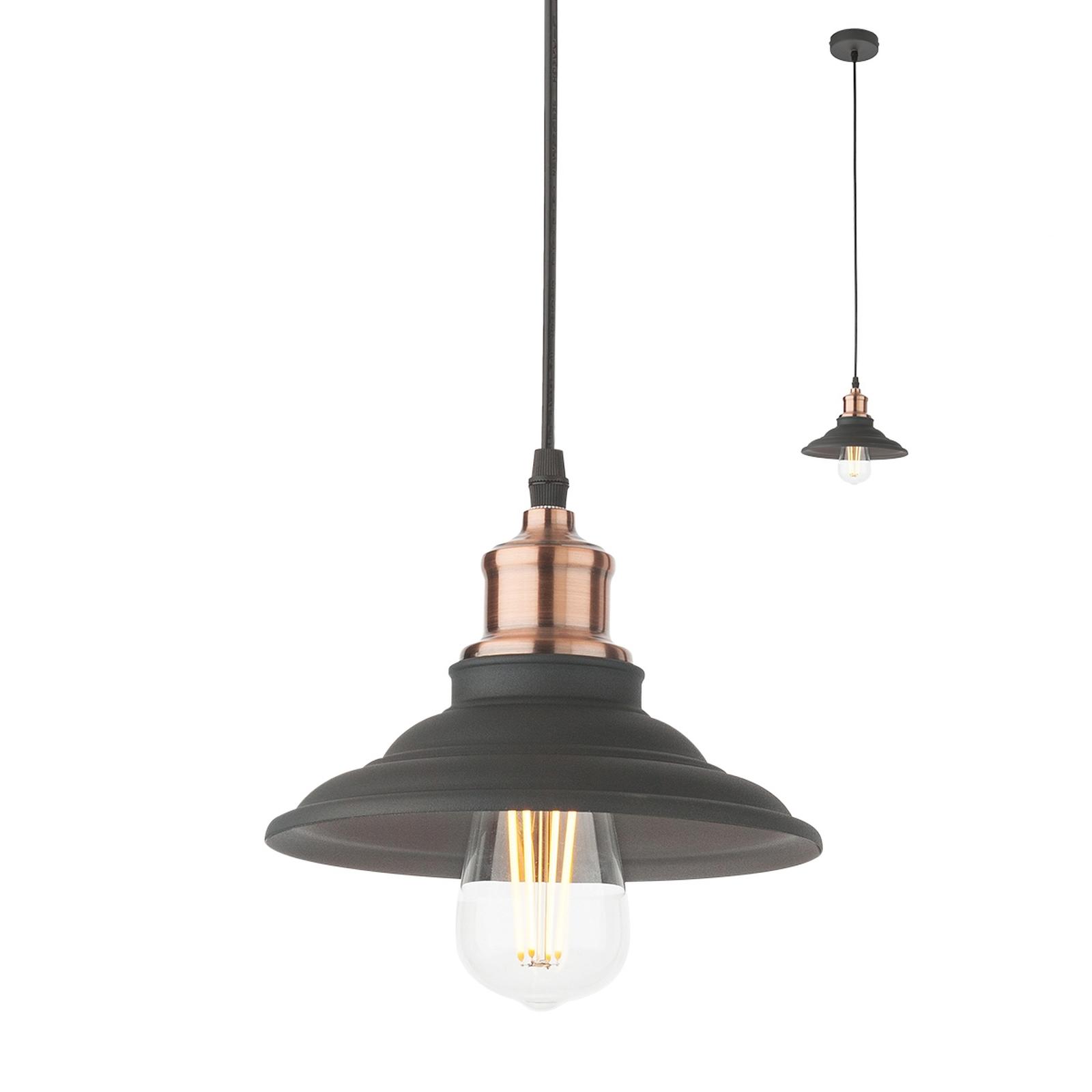 Suspensie Spinner 01-1292, 1 x E27, negru + cupru, industrial