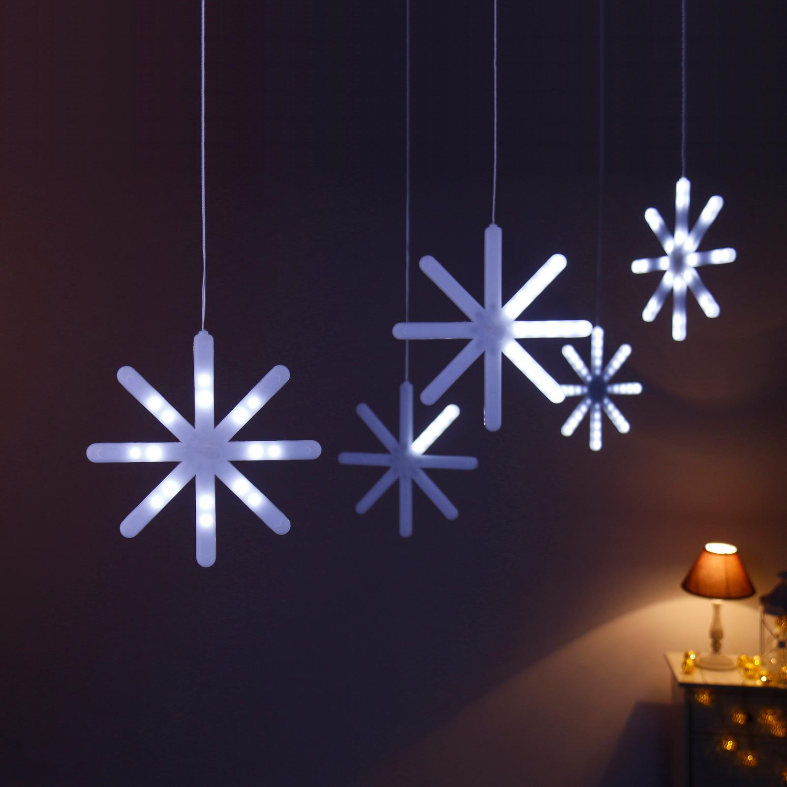 Instalatie Craciun fulg de nea, Hoff, 400 LED-uri albe cu lumina rece, 2.8 x 0.4 m, efect digital explozie, interior / exterior