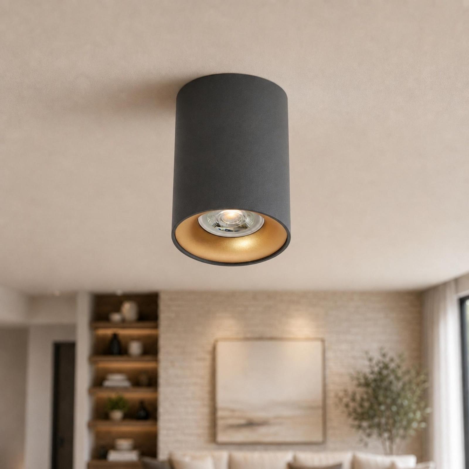 Spot aparent Koa 01-2166, 1 x GU10, negru + auriu