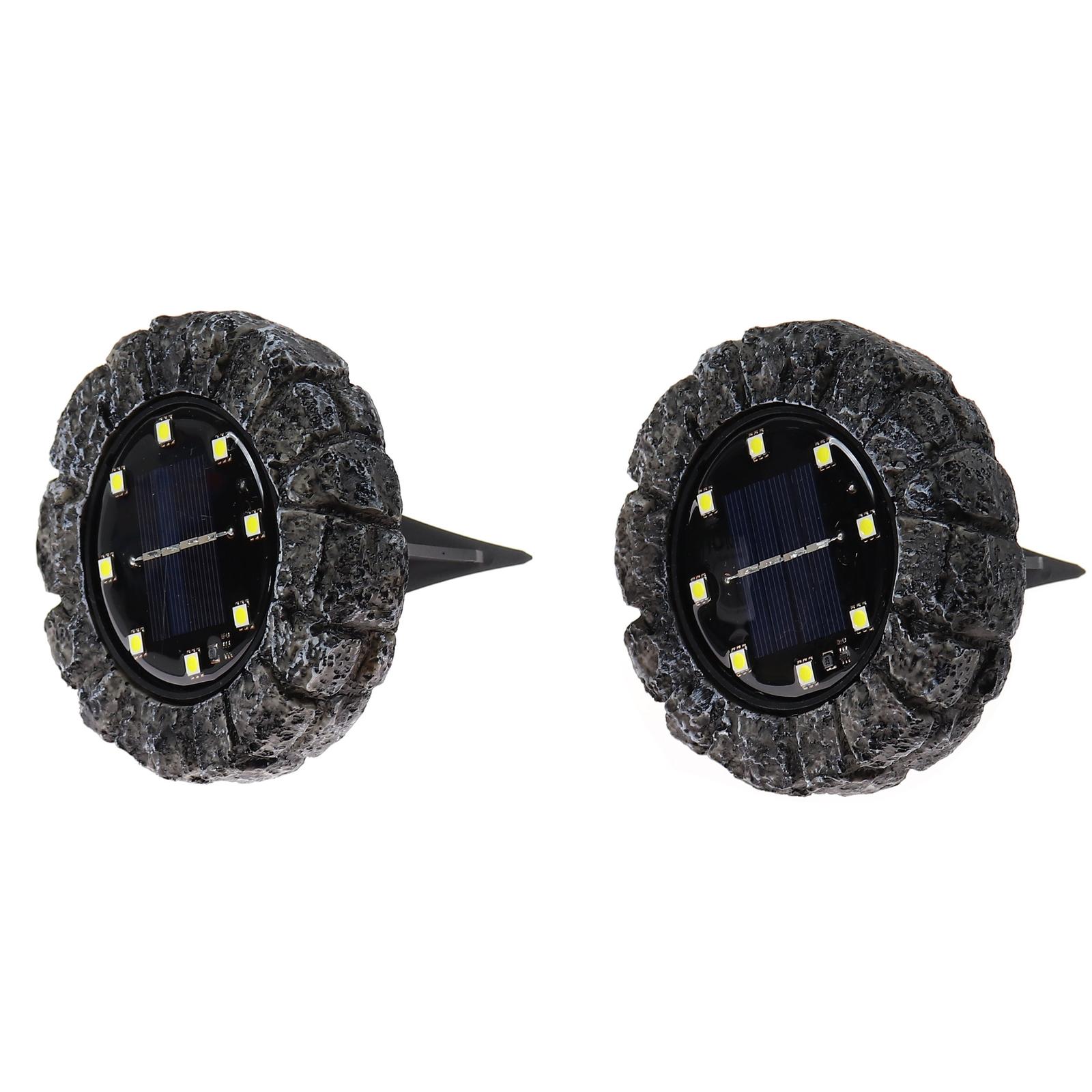 Lampa solara LED Hoff alb rece, polirasina, H 2.3 cm, exterior, set 2 buc