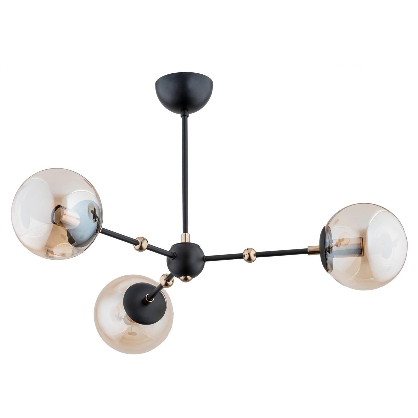 Lustra Arms KL103016, 3 x E14, negru + ambra, moderna