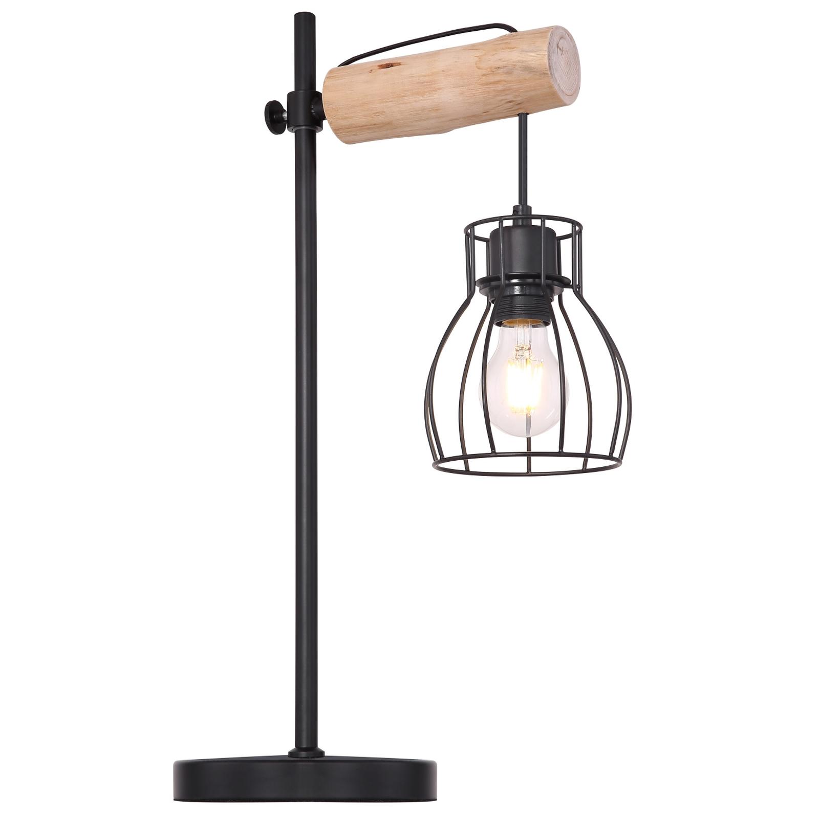 Veioza Mina 1 x E27, lemn natur + negru, rustica