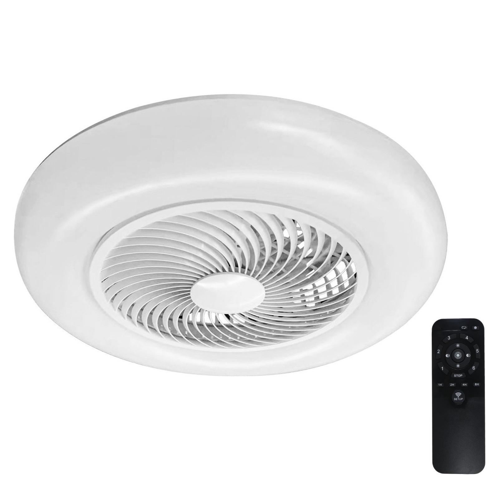 Plafoniera LED Hoff Wind cu ventilator si telecomanda, 30W, dimabila, lumina calda / neutra / rece, alba, moderna