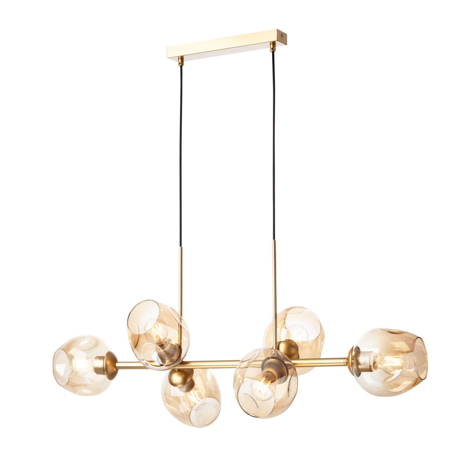 Suspensie Pierce GD 01-2619, 6 x E27, auriu + cognac, moderna