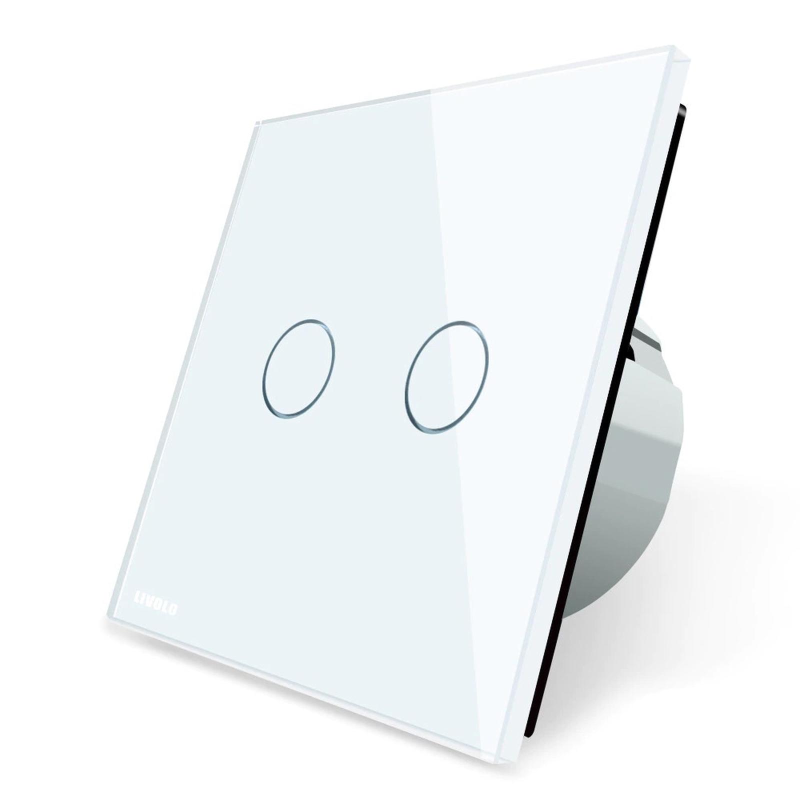 Intrerupator touch smart / inteligent, pentru draperie, cu indicator luminos Livolo VL-C702WR-11, wireless, incastrat, alb