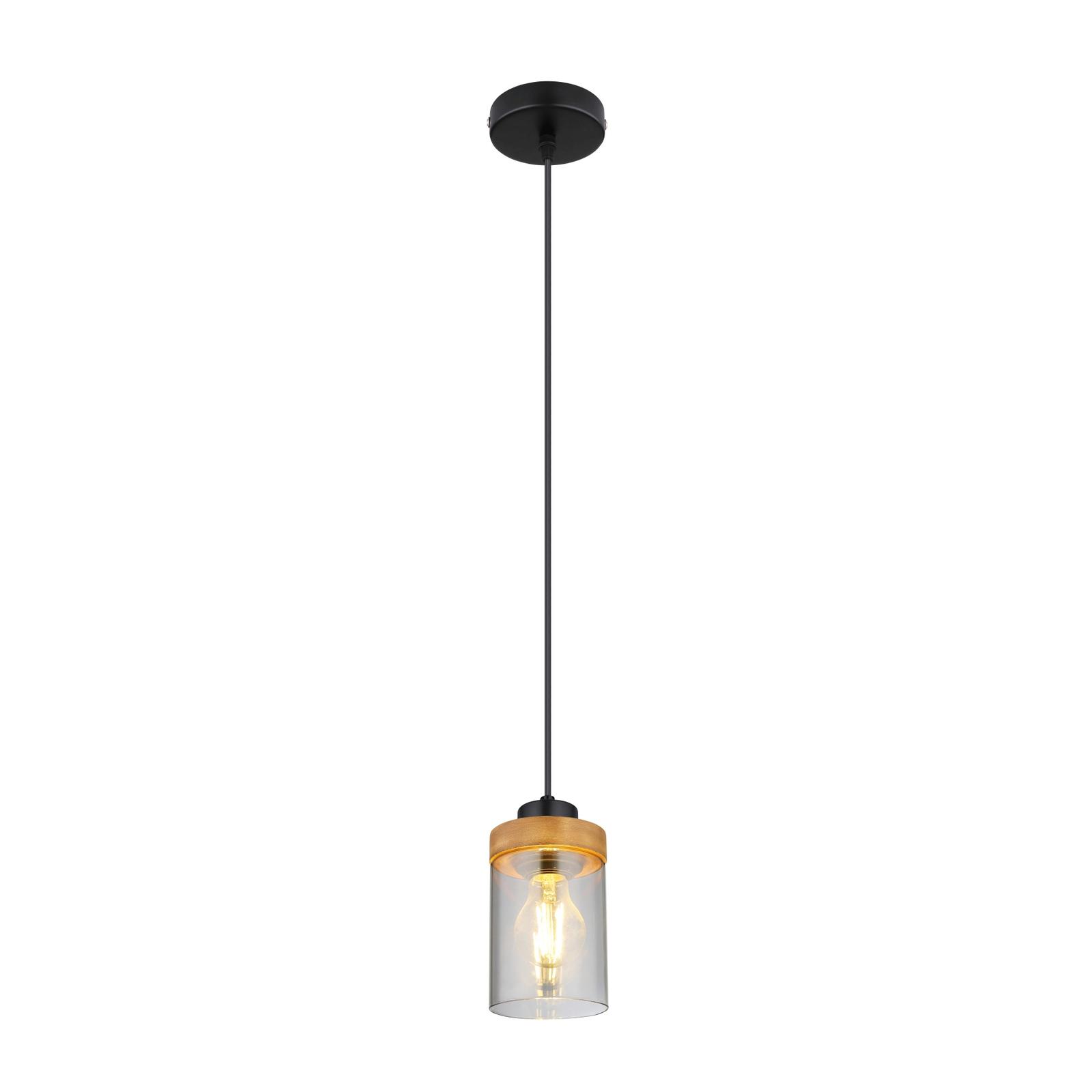 Suspensie Finca 15557H, 1 x E27, negru + lemn, clasic