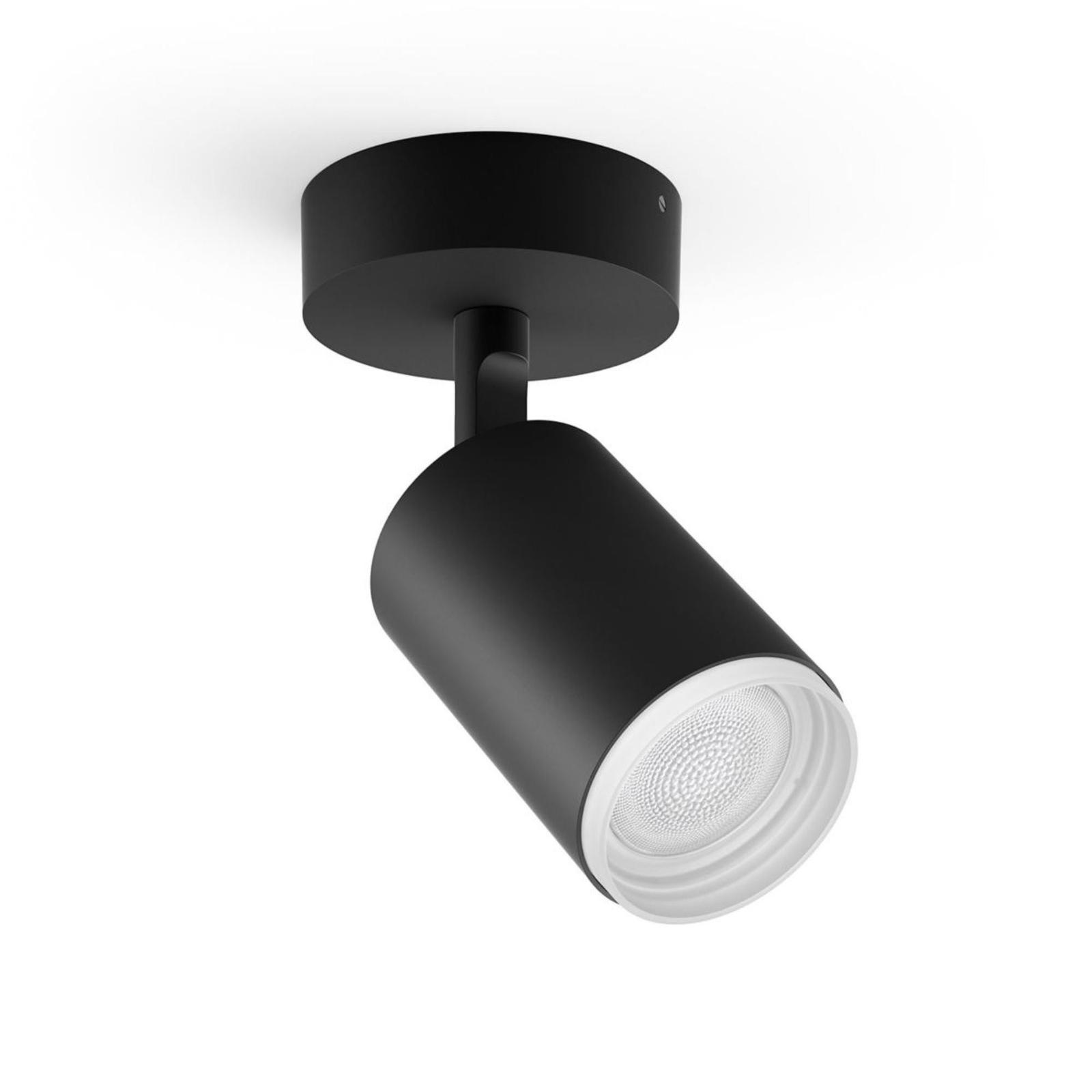 Spot LED RGB inteligent Hue Fugato, 1 x GU10, 5.7W, lumina calda / neutra / rece / RGB, orientabil, negru