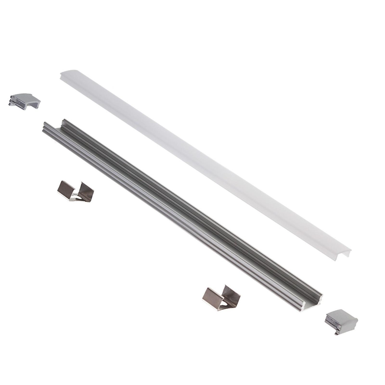 Profil banda LED Arelux, aparent, cu capete si cleme de fixare, 2050 mm, alb