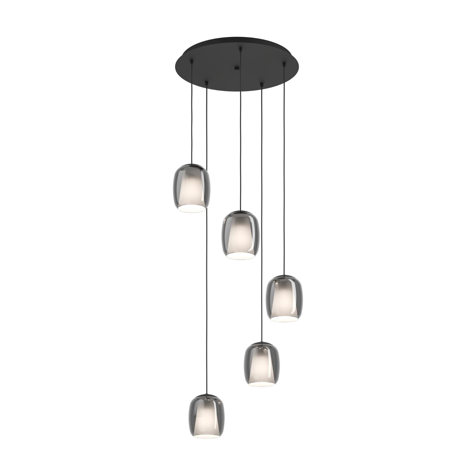 Suspensie Ciampino 901194, 5 x E27, negru + gri, modern