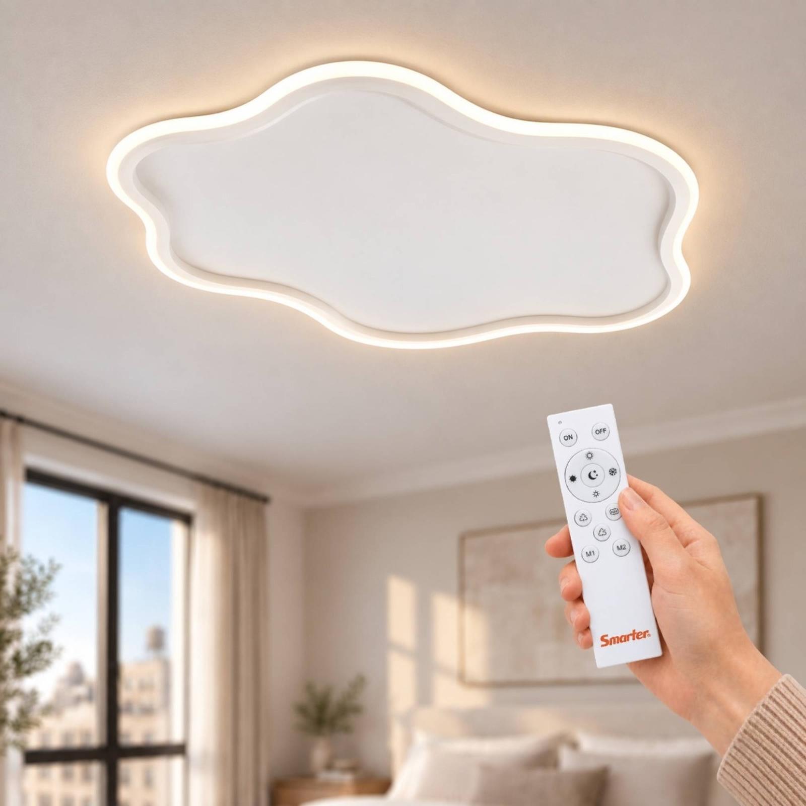 Plafoniera LED RGB Rim 04-550, lumina calda / neutra / multicolor, dimabil, cu telecomanda, alb