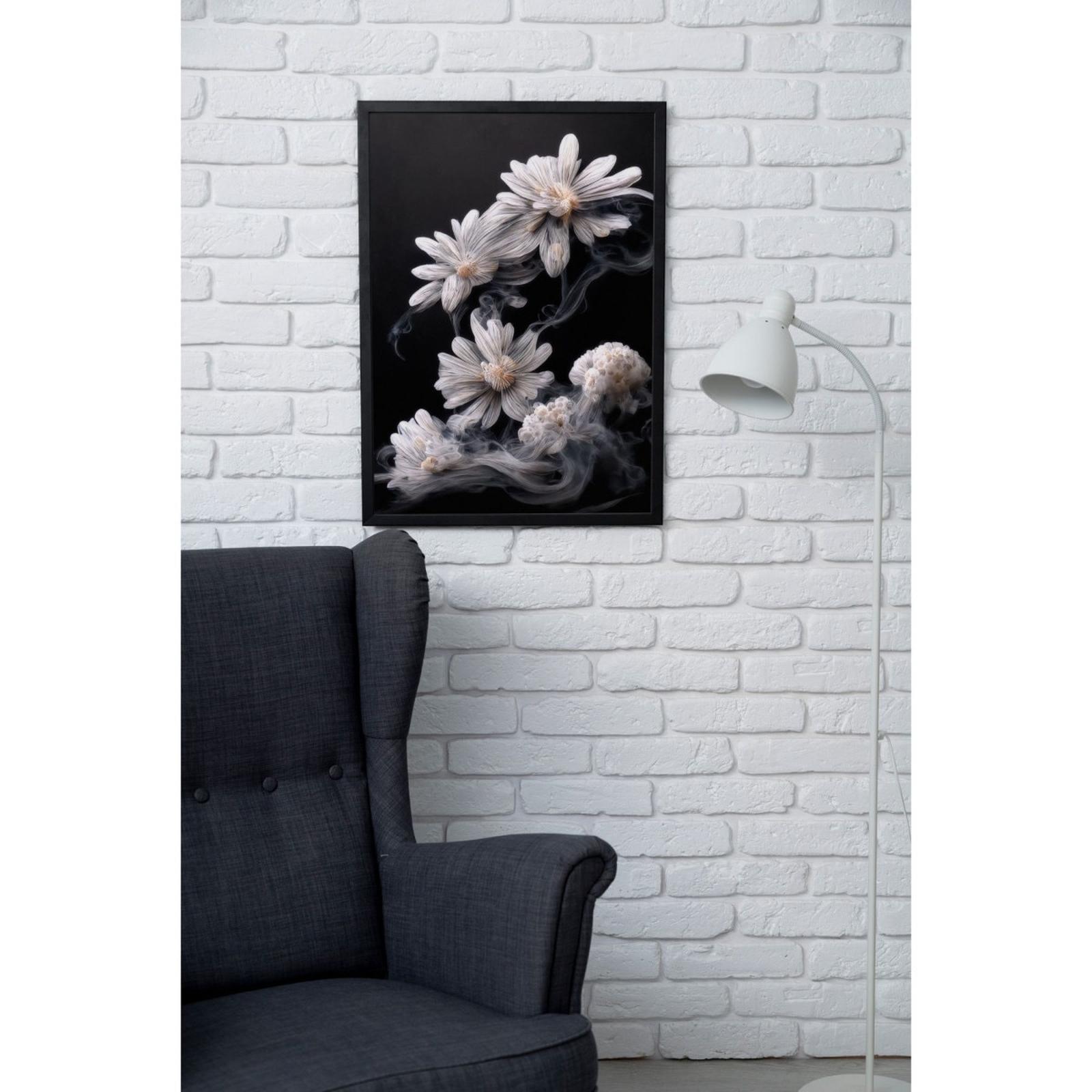 Tablou Smokey Daisies standard, panza + sasiu din lemn, 70 x 50 cm