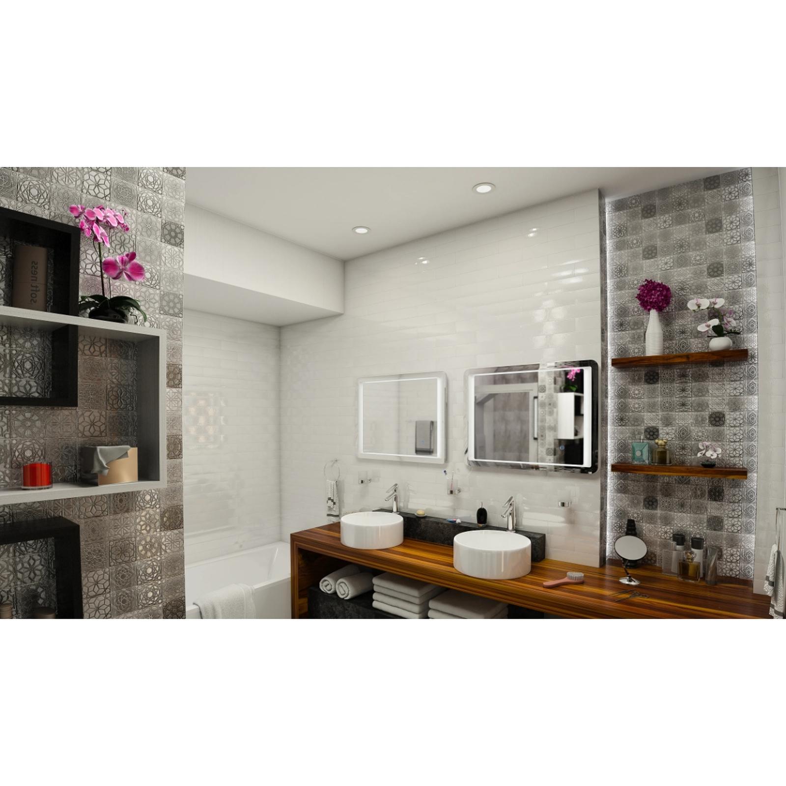 Oglinda baie cu LED GS050, decorativa, 60 x 80 cm, actionare touch, margini rotunjite