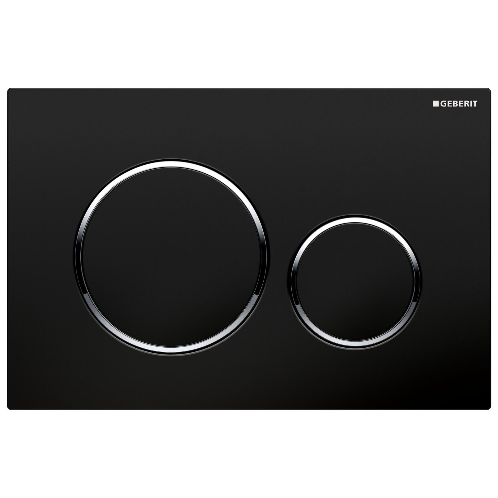 Clapeta actionare rezervor WC incastrat, Geberit Sigma 20 115.882.KM.1, negru + cromat lucios, 24.6 x 16.4 x 1.2 cm