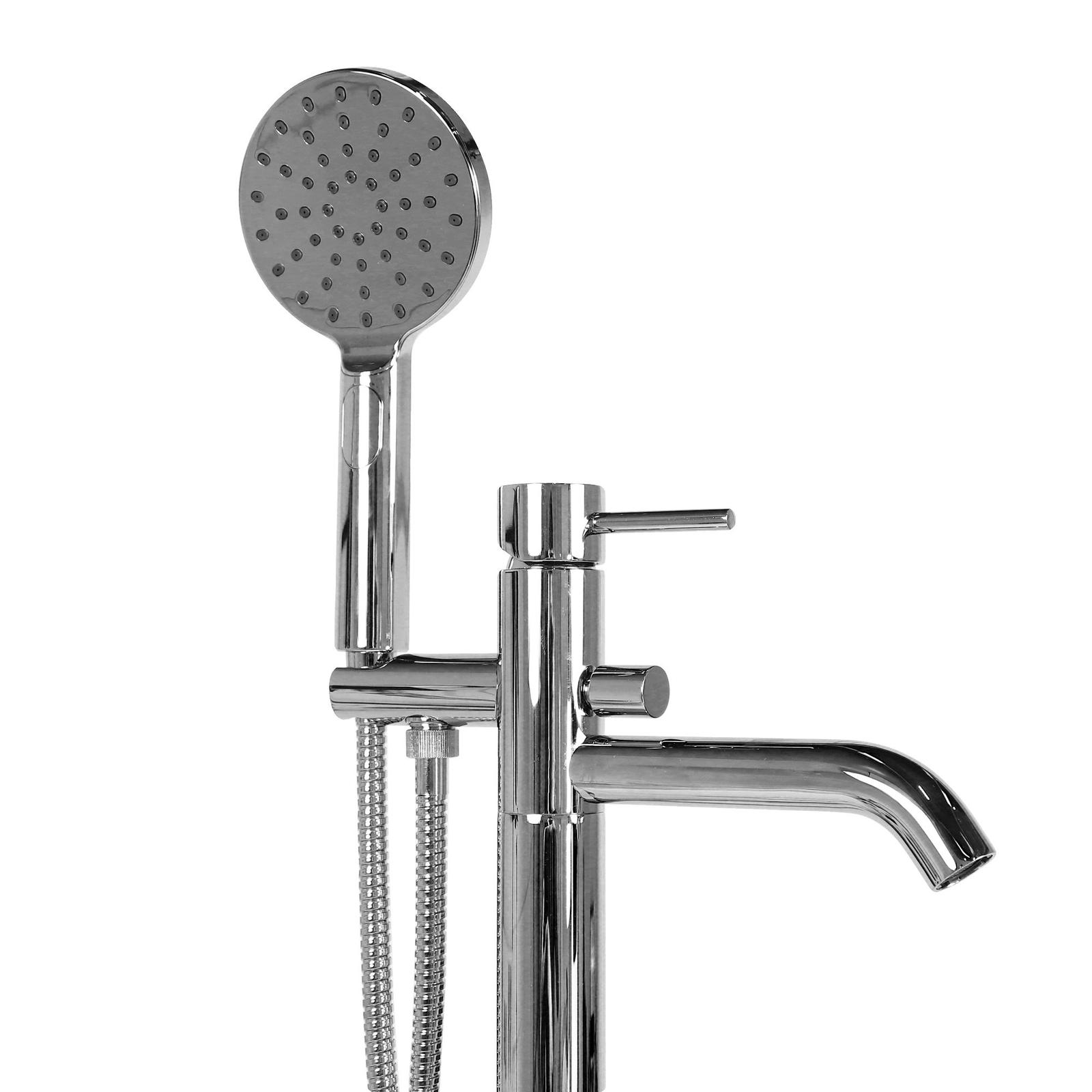 Baterie baie stativa pentru cada / dus, Remer X-Style X08318MP, montaj stativ, monocomanda, finisaj cromat, set dus inclus

