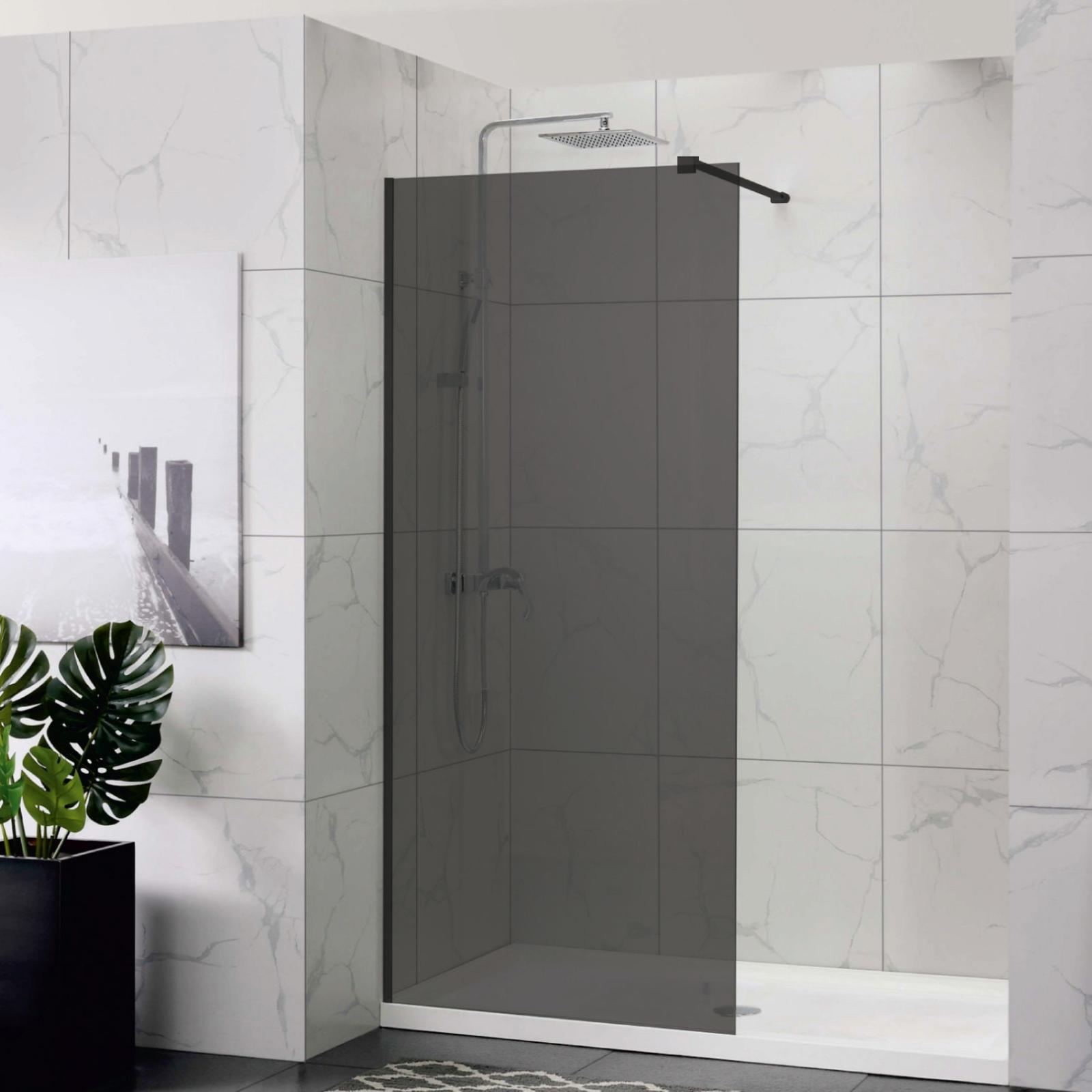 Perete dus tip walk-in, West PW90WST07, sticla fumurie, profil negru, 90 x 200 cm
