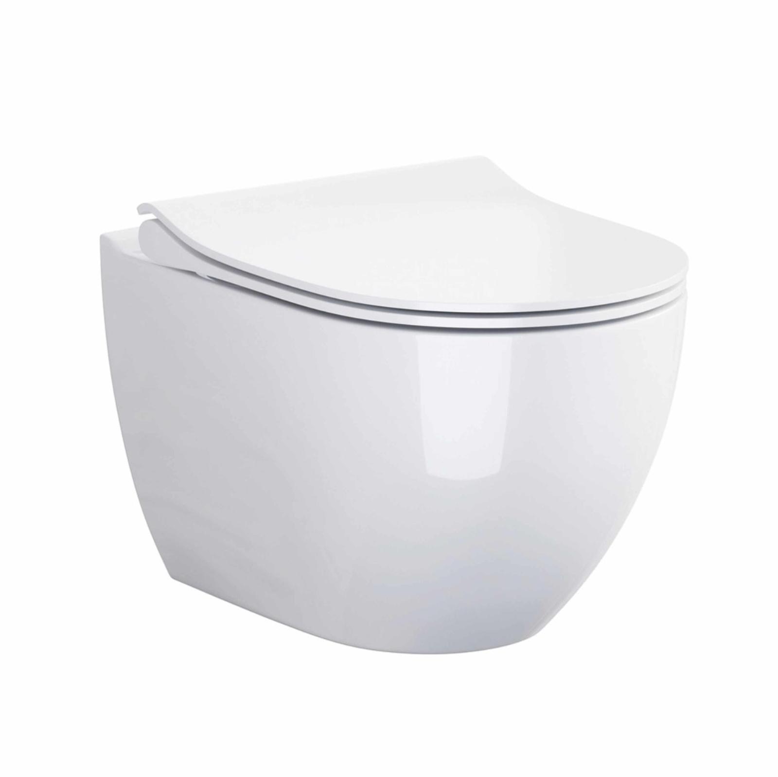 Vas WC suspendat Cersanit Zen S701-428, alb, evacuare orizontala, 35.5 x 49.5 x 42.9 cm, capac WC inclus

