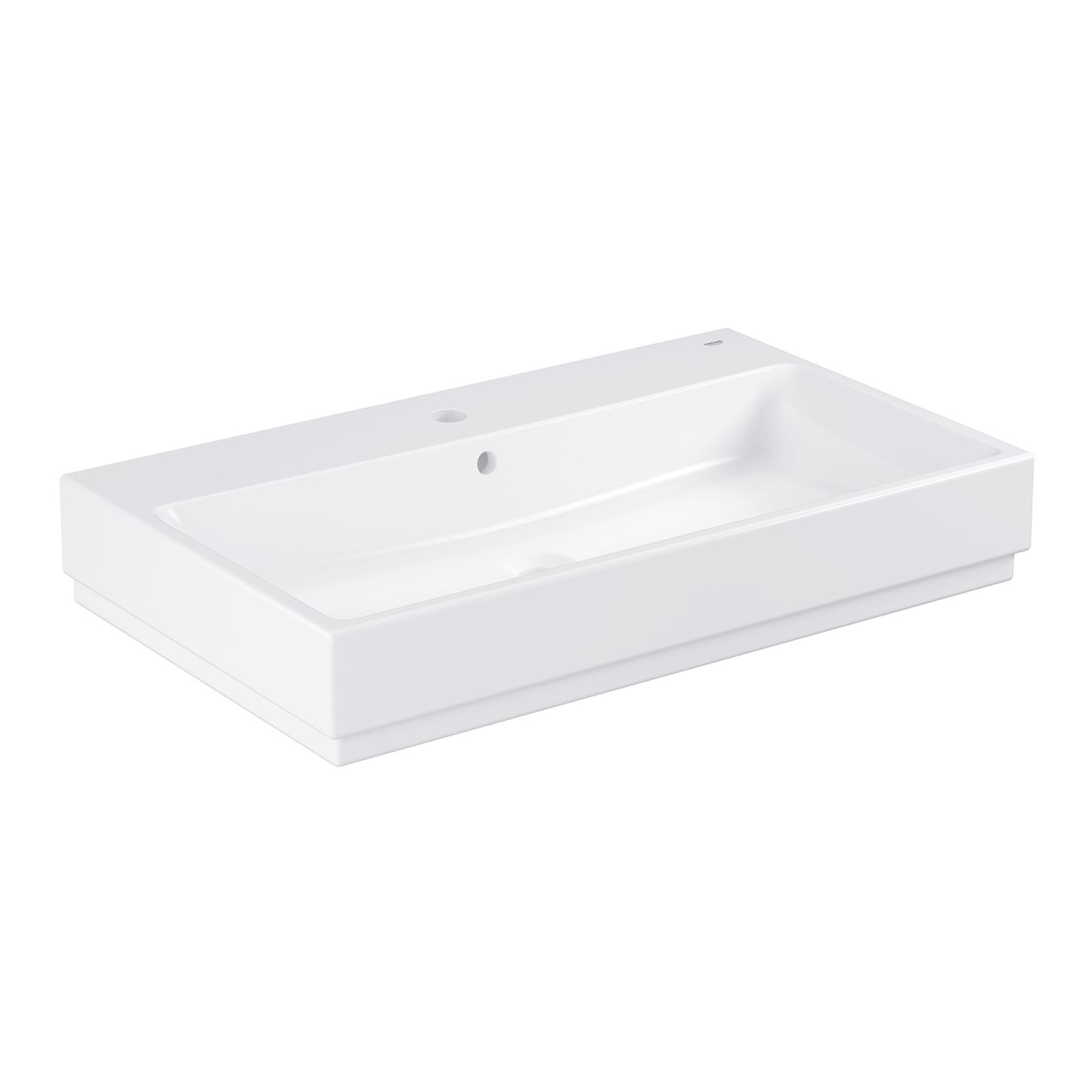 Lavoar baie Grohe Euro Ceramic Cube 3947600H, montaj pe blat, alb, dreptunghiular, 80 x 49 cm