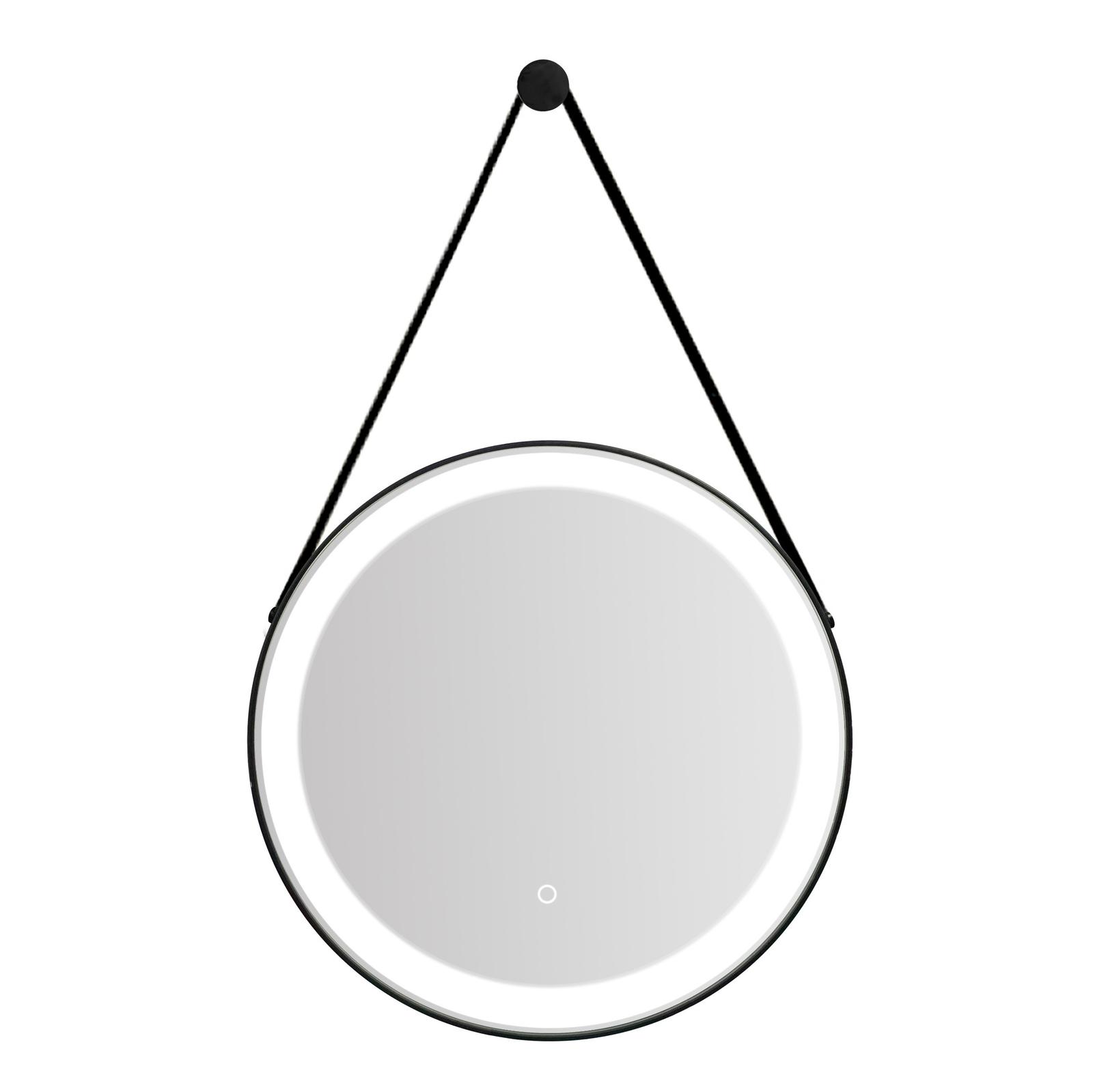 Oglinda baie cu LED, Luna HK00160, diametru 70 cm, actionare touch, rotunda, negru