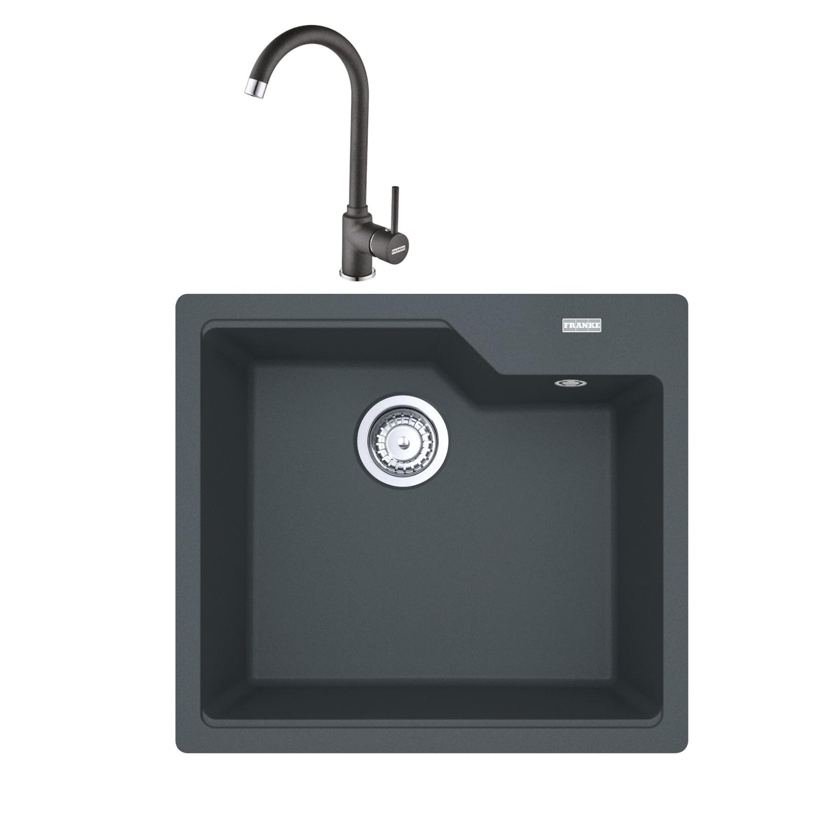 Chiuveta bucatarie compozit fragranite Franke UBG 610-56 grafite dreptunghiulara 56 x 50 cm + baterie Pola 1.0 monocomanda grafite
