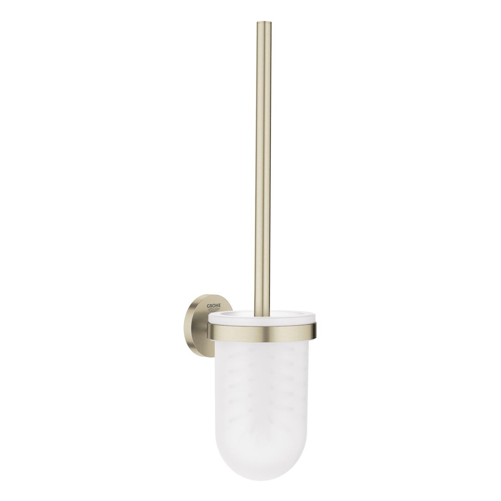 Perie WC Grohe Essential 40374EN1, suspendat, sticla + metal, finisaj auriu, 39.8 x 12.1 cm