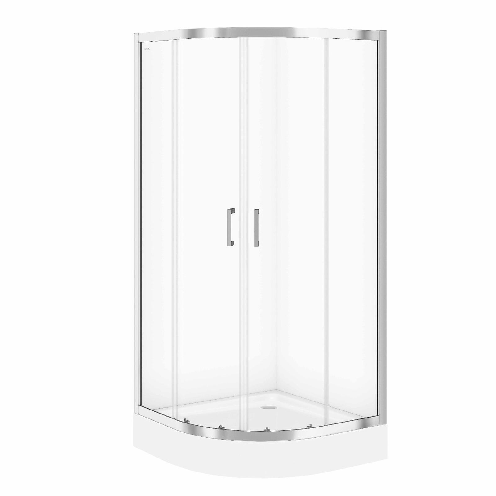 Cabina dus semirotunda, Cersanit S158-005, 90 x 90 x 185 cm, sticla securizata transparenta, profil cromat