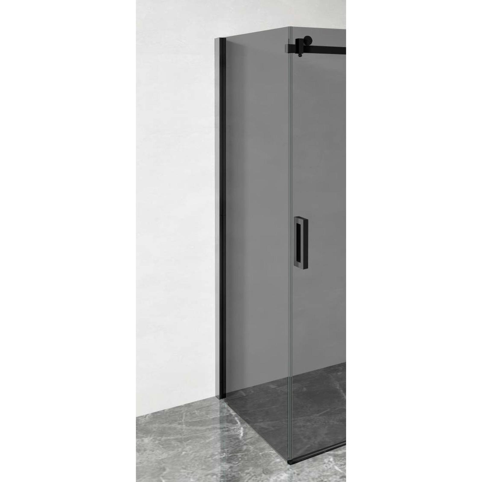 Perete fix cabina dus, West WST01PLGB100200, sticla fumurie, profil negru, 100 x 200 cm