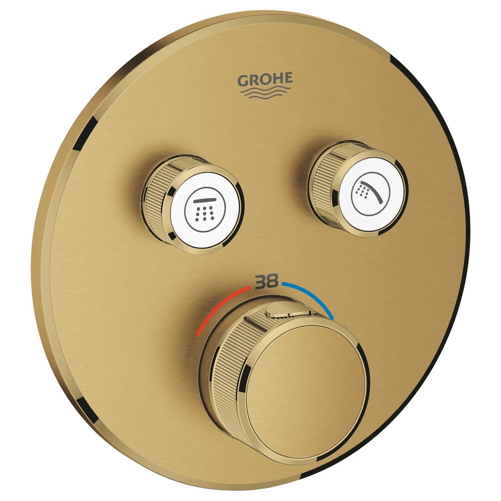 Baterie pentru dus Grohe Grohtherm SmartControl 29119GN0, cu termostat, montaj pe perete, auriu, pentru instalare incastrata cu doua iesiri