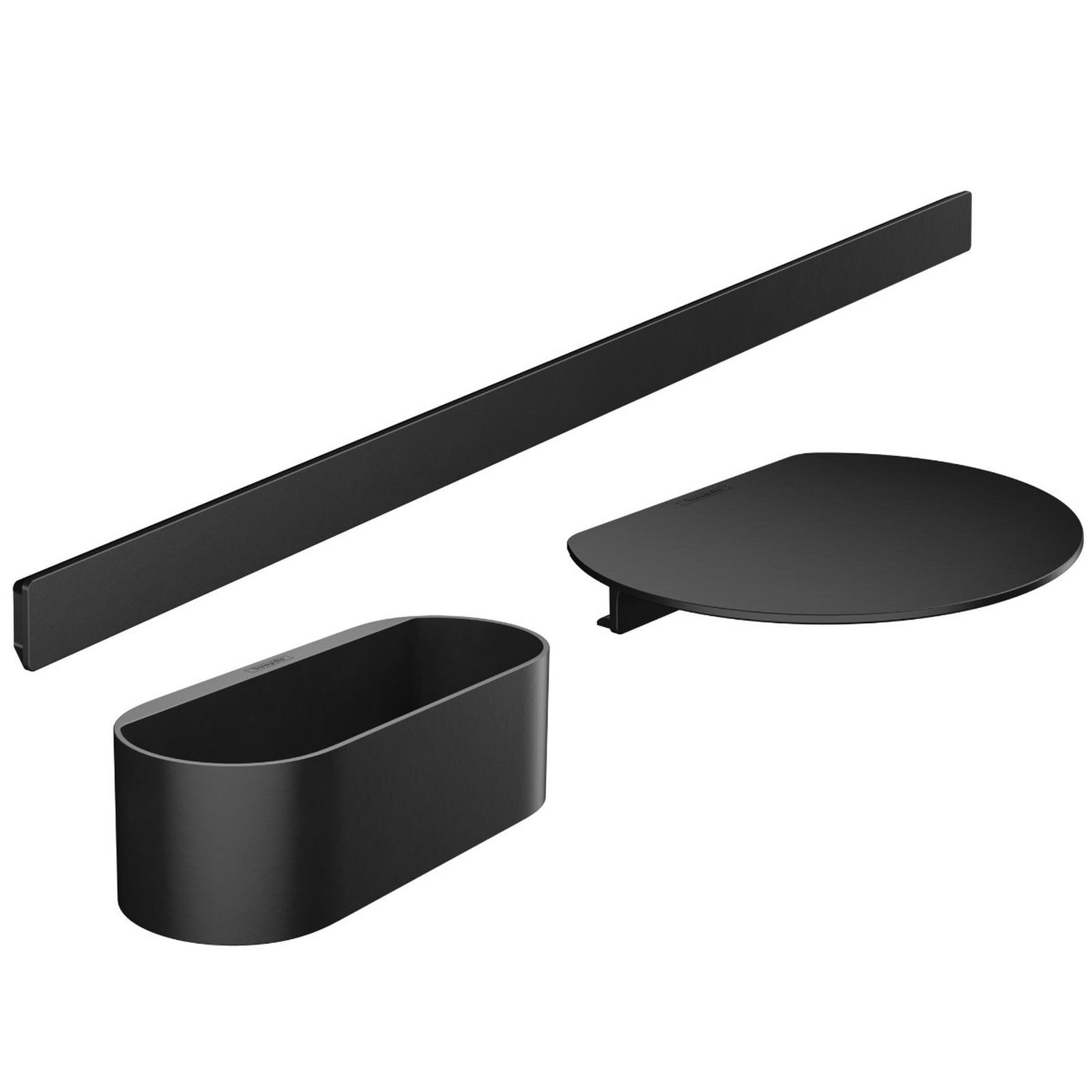 Set accesorii baie, Hansgrohe Wallstoris 27966670, negru mat, 3 piese