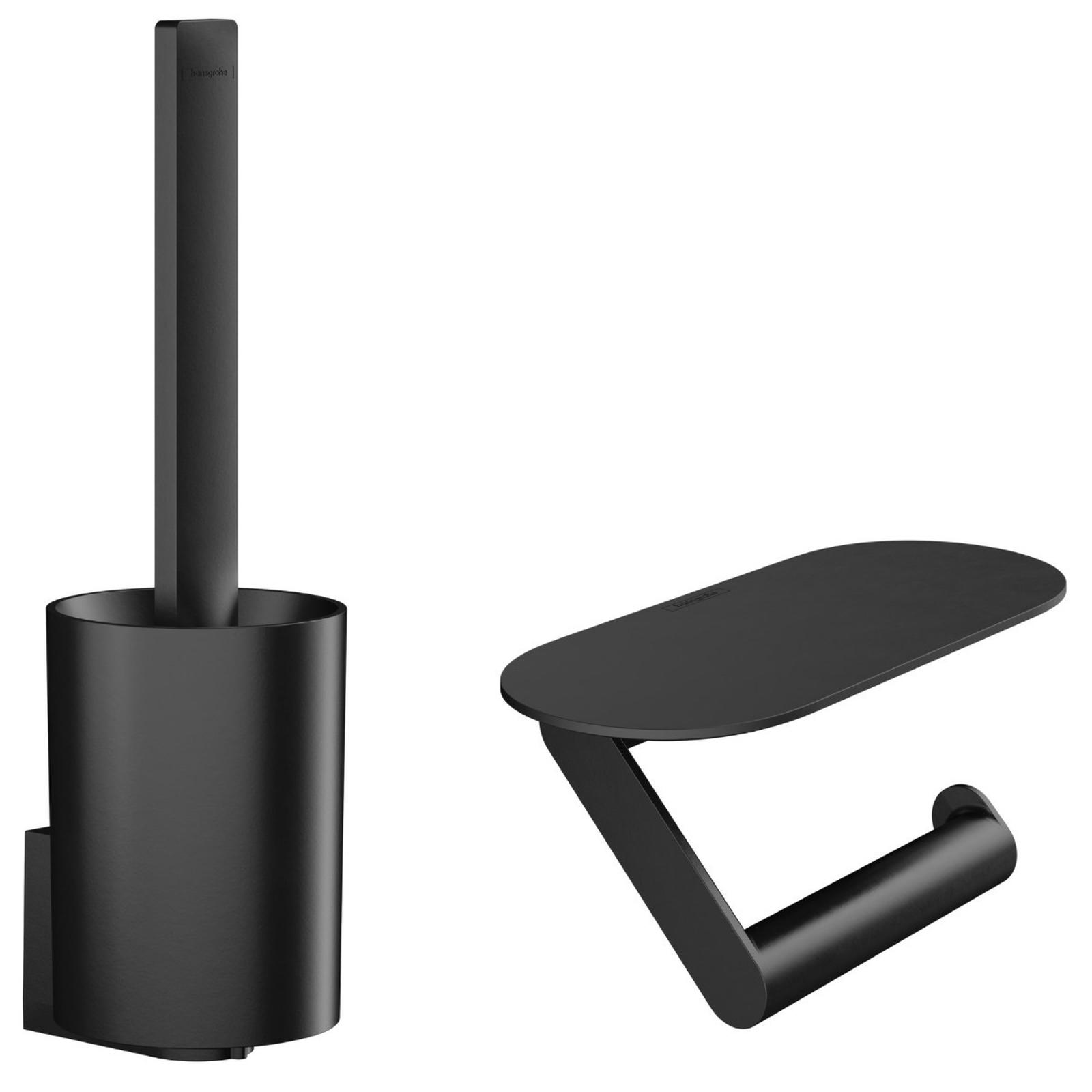 Accesorii baie, Hansgrohe Wallstoris 27969670, negru mat, 2 piese
