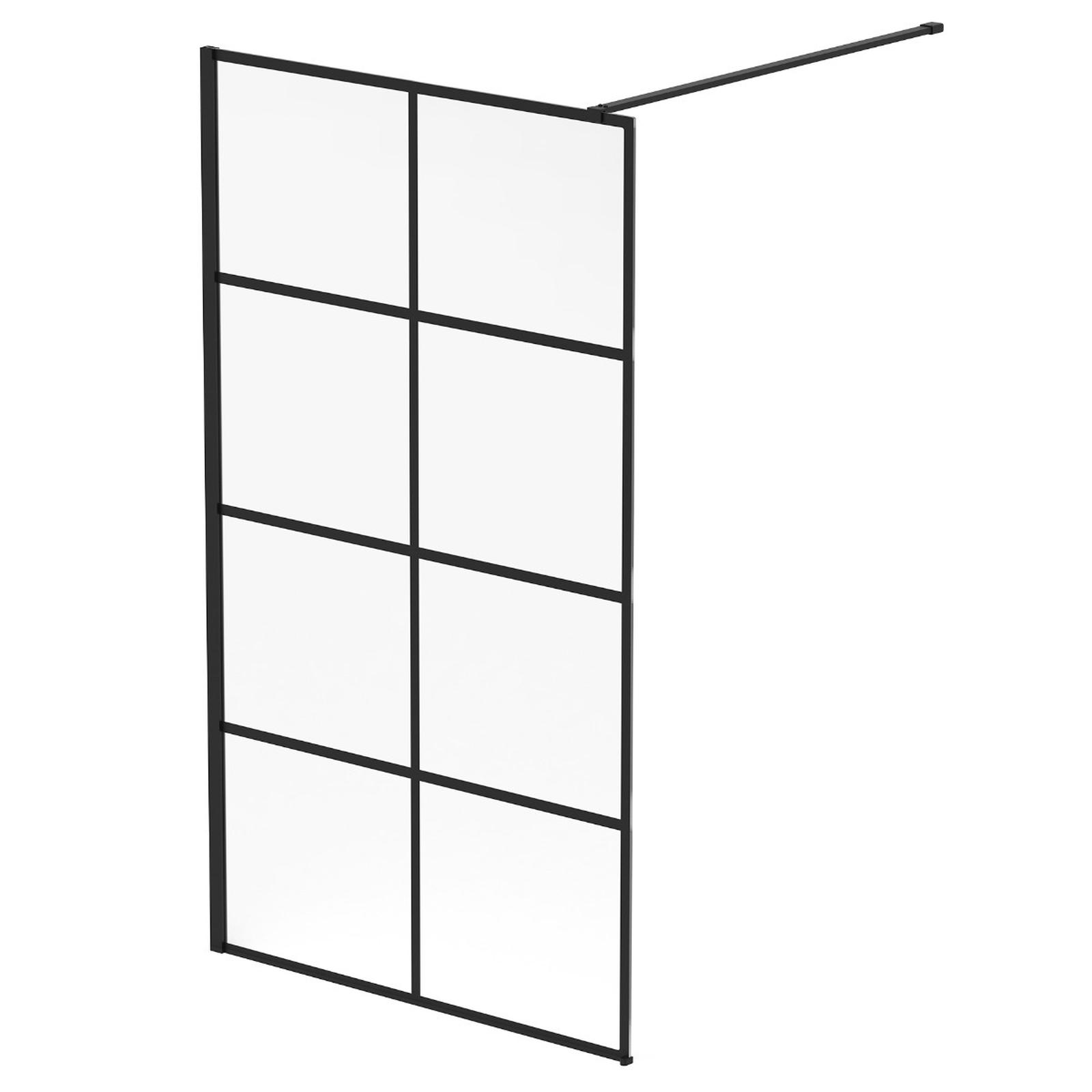 Perete dus tip walk-in, Kadda ANS-W61, sticla transparenta, profil negru, 90 x 195 cm