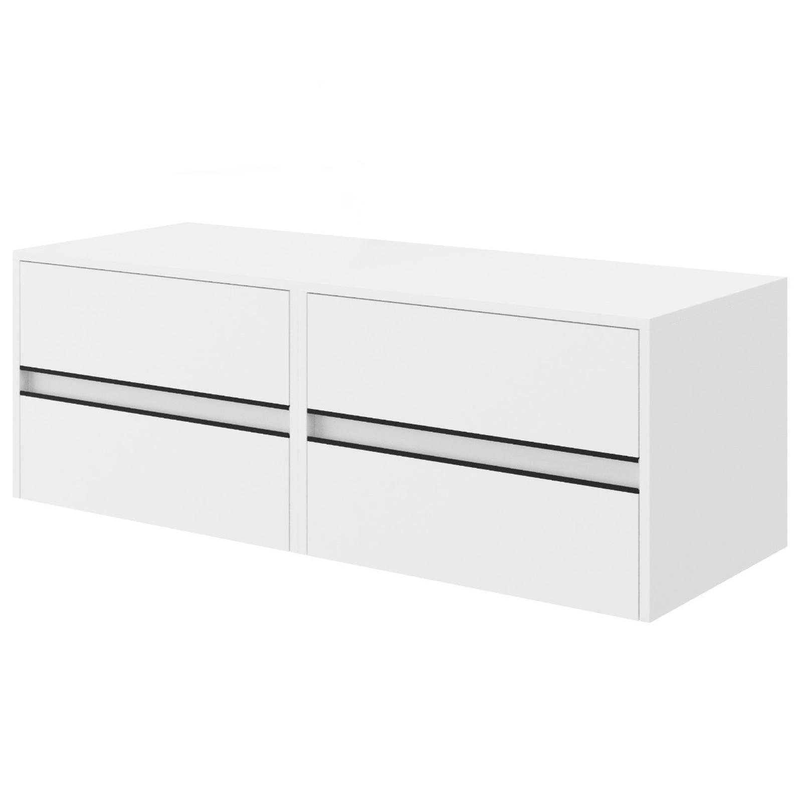 Masca pentru lavoar Savini Due Terra 120, cu sertare, alb mat, montaj suspendat, 120.4 x 45.5 x 41.6 cm