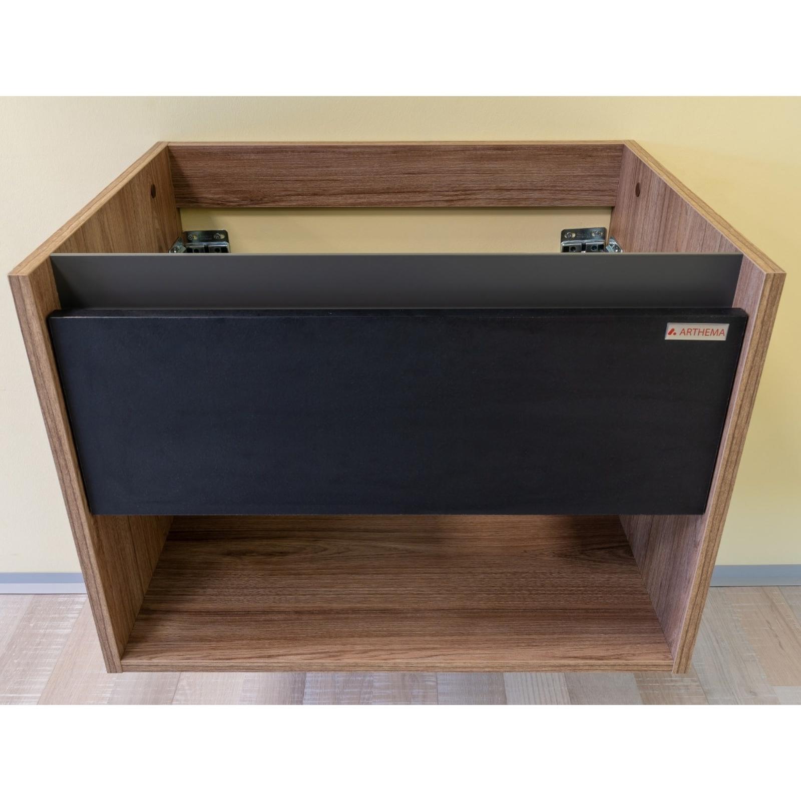 Masca baie Arthema Space pentru lavoar, cu sertar si polita, stejar + negru mat, montaj suspendat, 60 x 46 x 44 cm