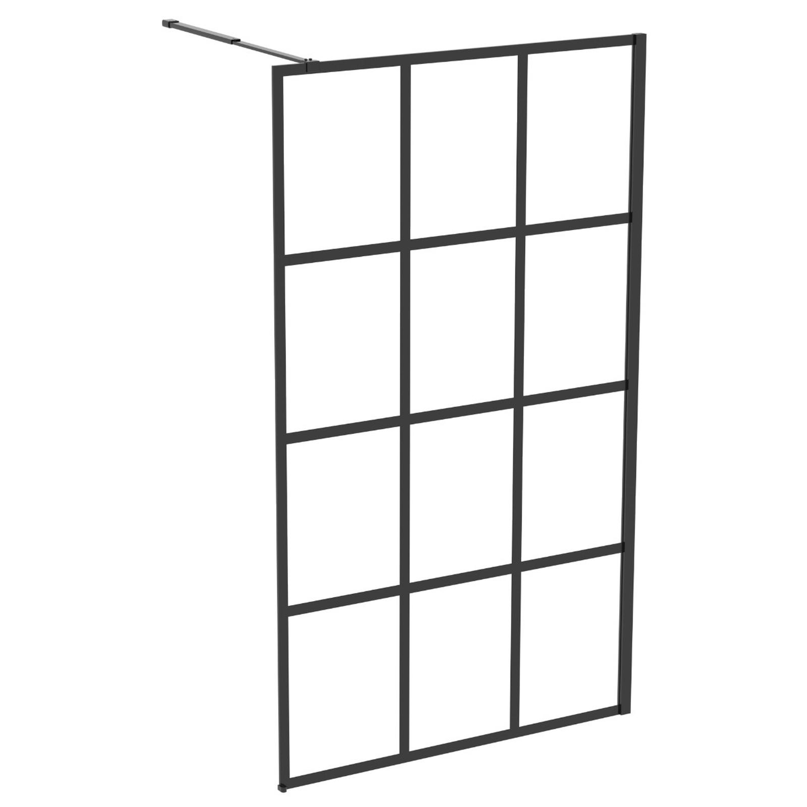 Perete dus tip walk-in, Kadda ANS-W62, sticla cu model, profil negru, 120 x 195 cm