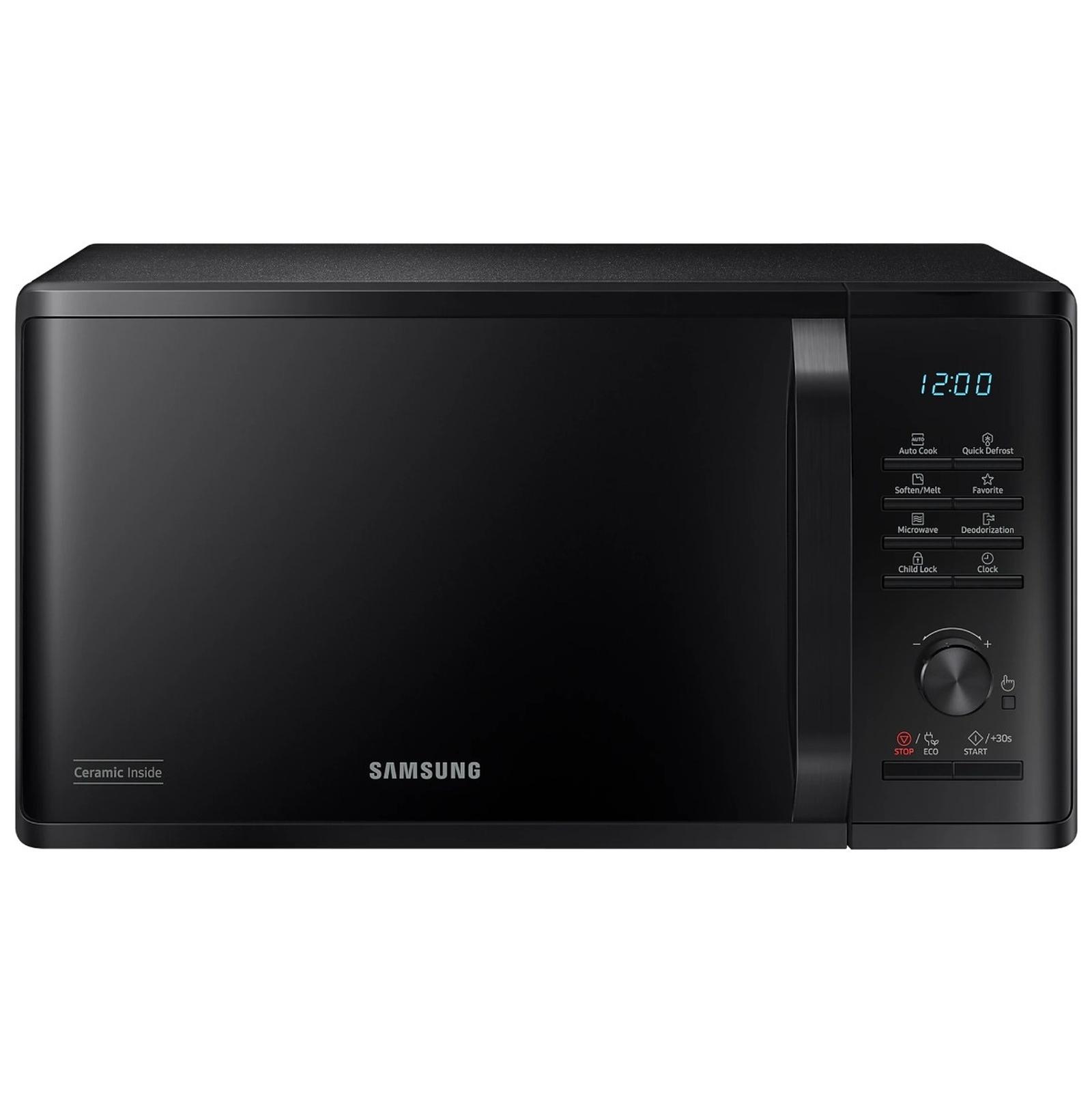 Cuptor cu microunde Samsung MS23K3515AK/OL, 23 litri, 800 W, 6 nivele de putere, control electronic, interior ceramic, dezghetare rapida, negru