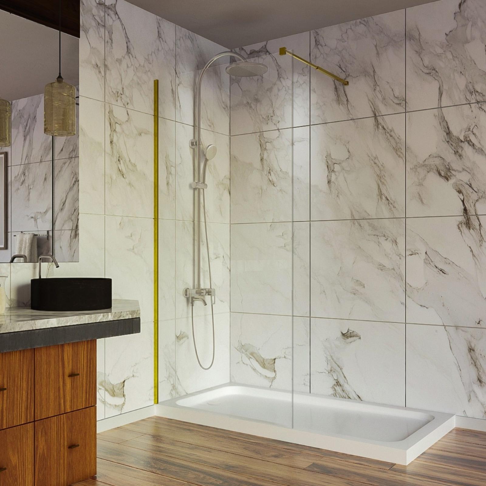 Perete dus Seldus ST6 sticla transparenta, profil auriu, 120 x 200 cm