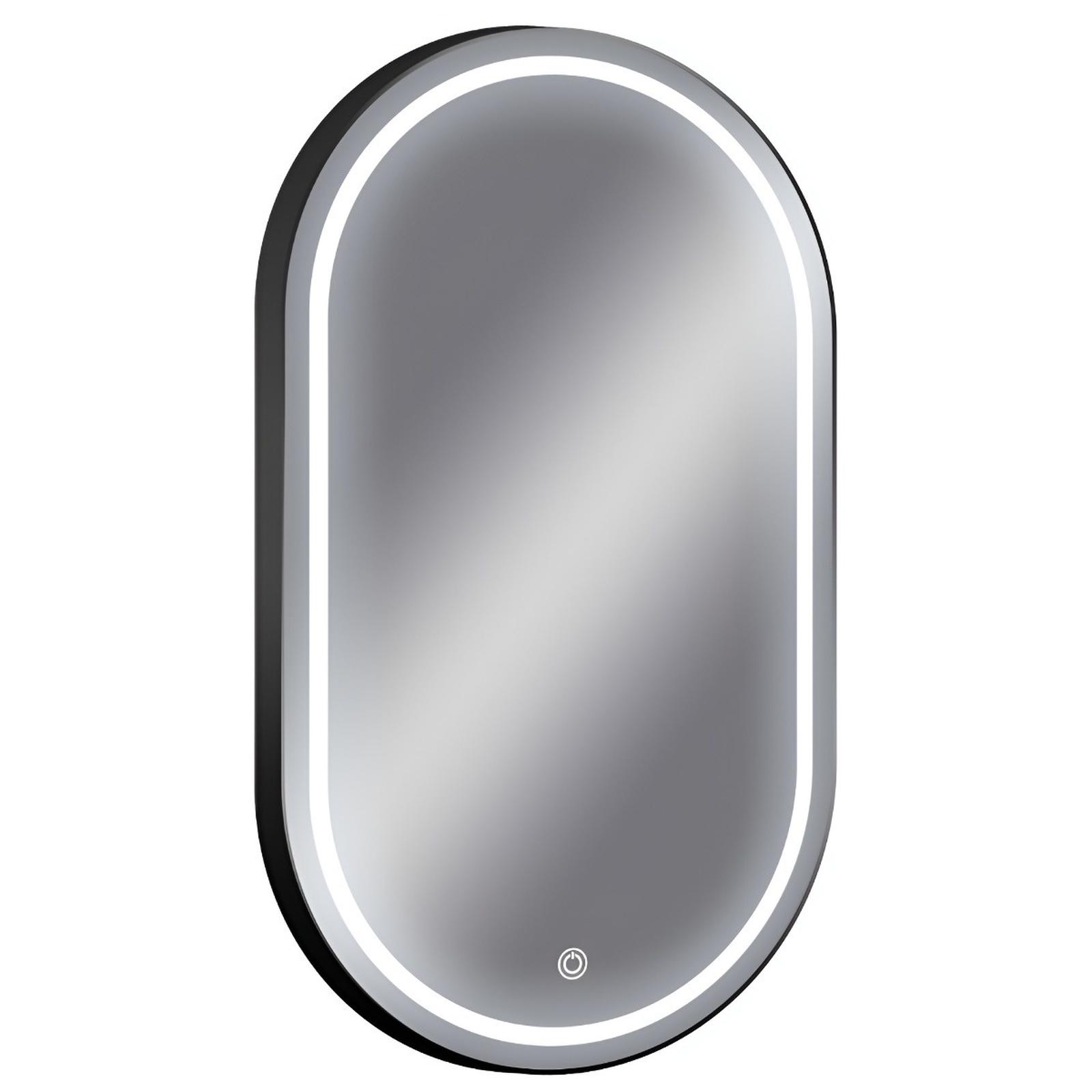 Oglinda baie cu LED, Class Mirrors Klass 29, 100 x 50 cm, actionare touch, functie dezaburire, ovala, negru