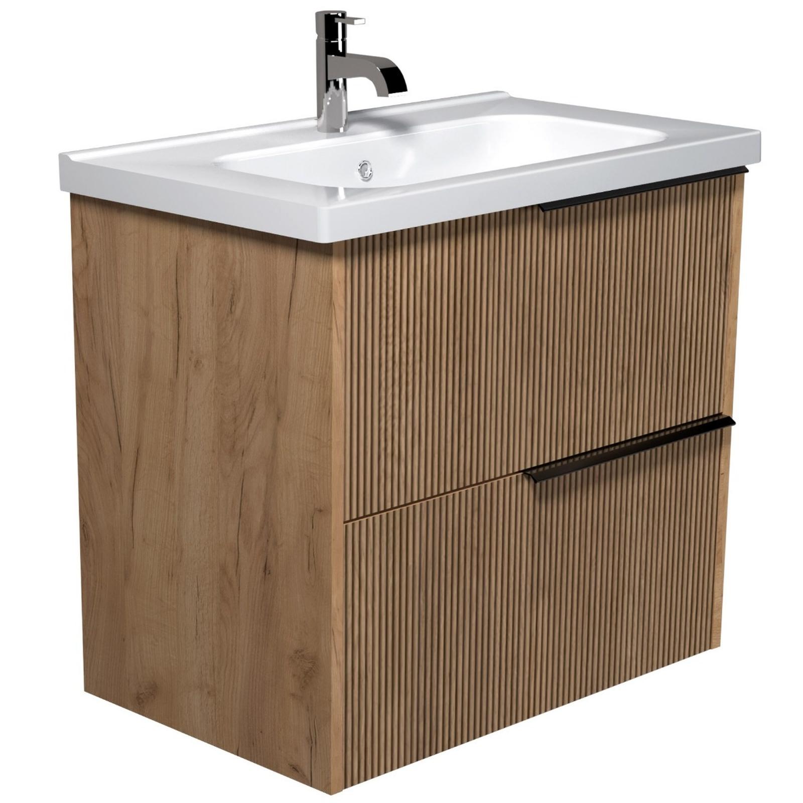 Masca baie + lavoar Martplast Amza, cu sertare, stejar, suspendat, 75 x 63 x 45 cm Masca baie + lavoar Martplast Amza, cu sertare, stejar, suspendat, 75 x 63 x 45 cm