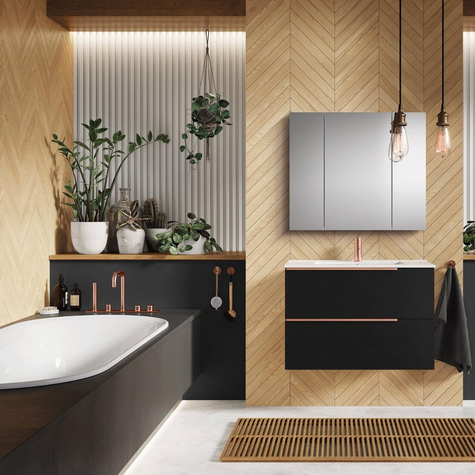 Masca baie Roca Fancy A852010532 + lavoar , cu sertare, negru mat, suspendat, 81.5 x 46.5 x 55.1 cm