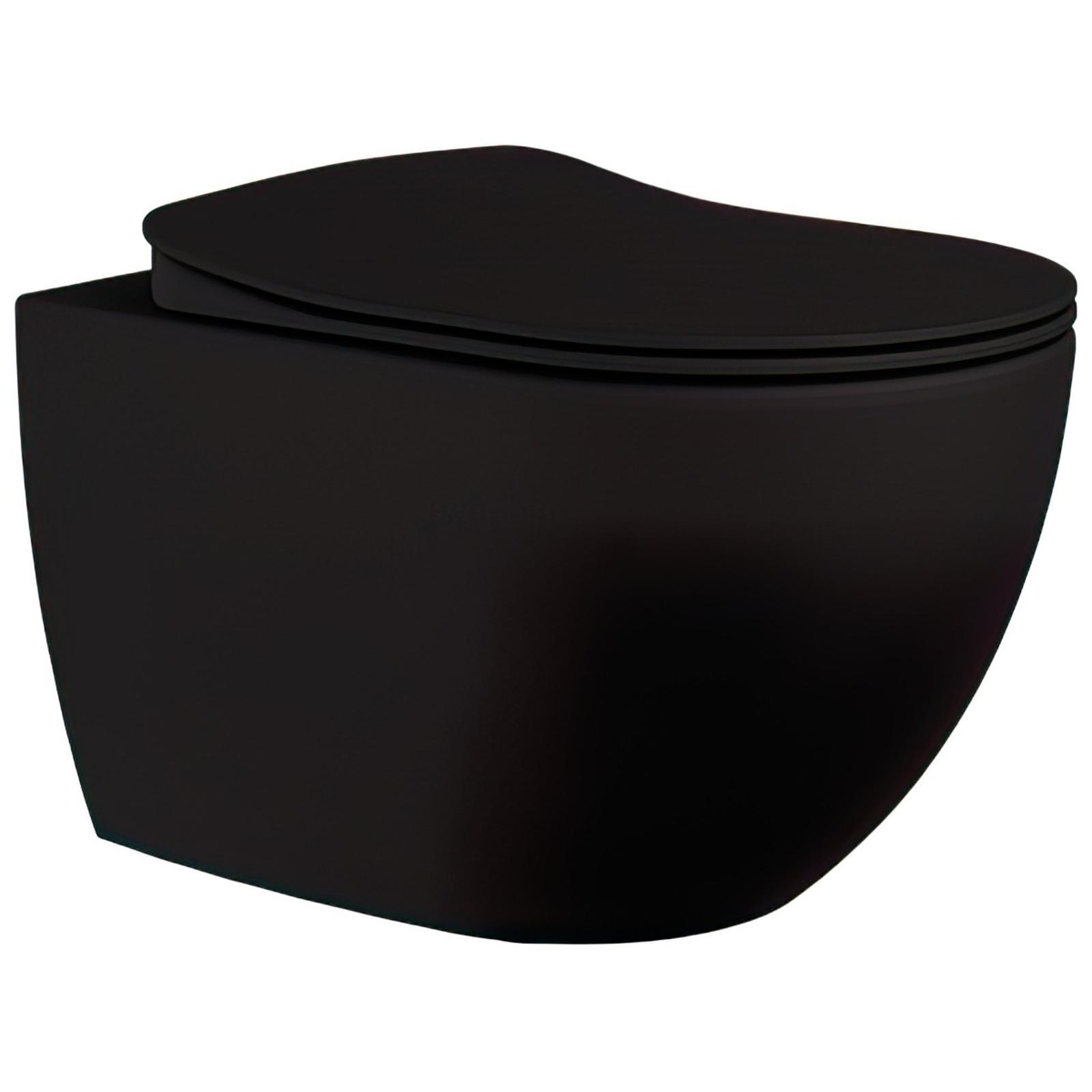 Vas WC Creavit Free suspendat FE322, negru, evacuare orizontala, 51 x 35.3 x 35 cm