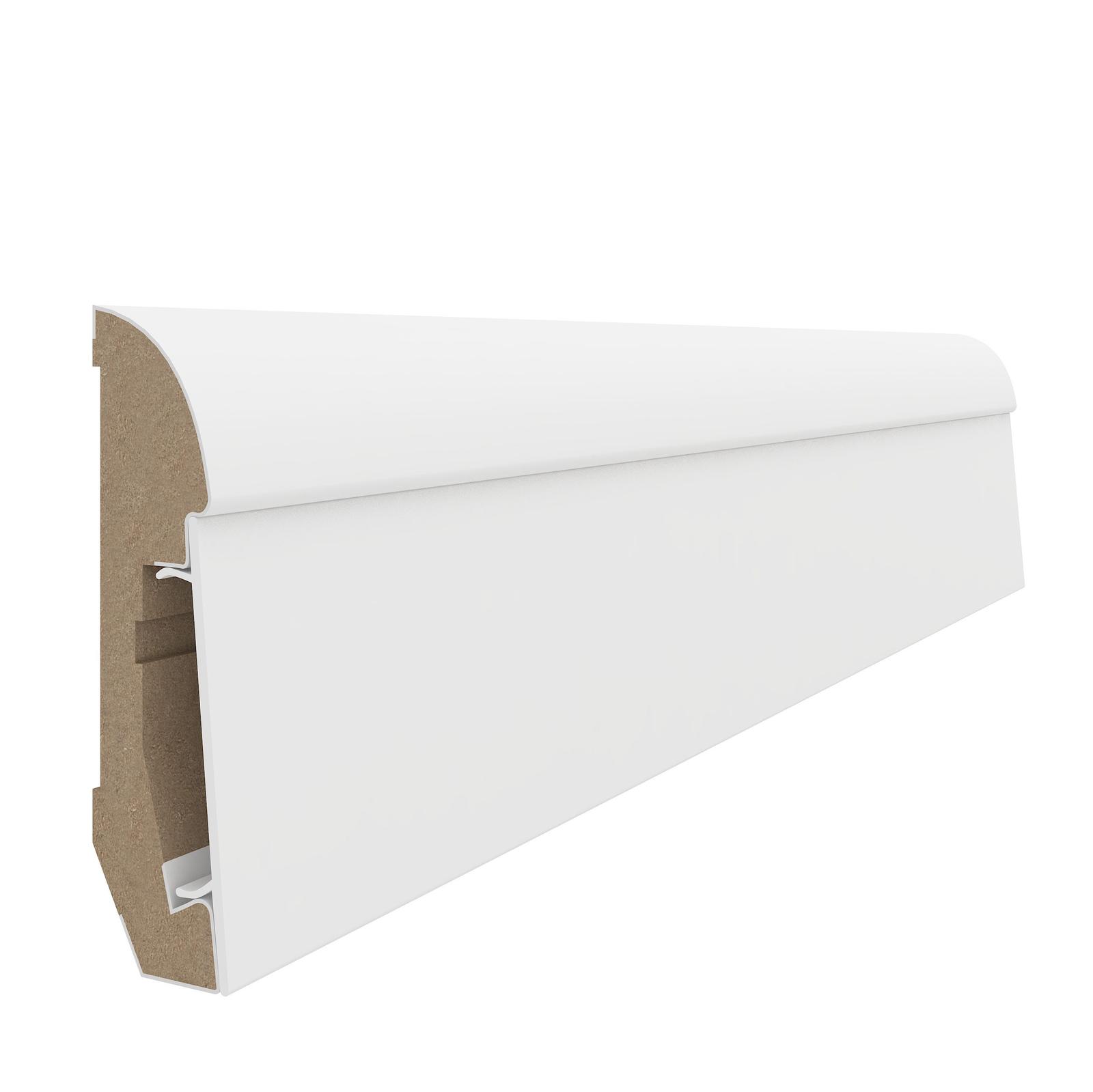Plinta parchet MDF Estilo E101, alb, 2400 x 65 mm