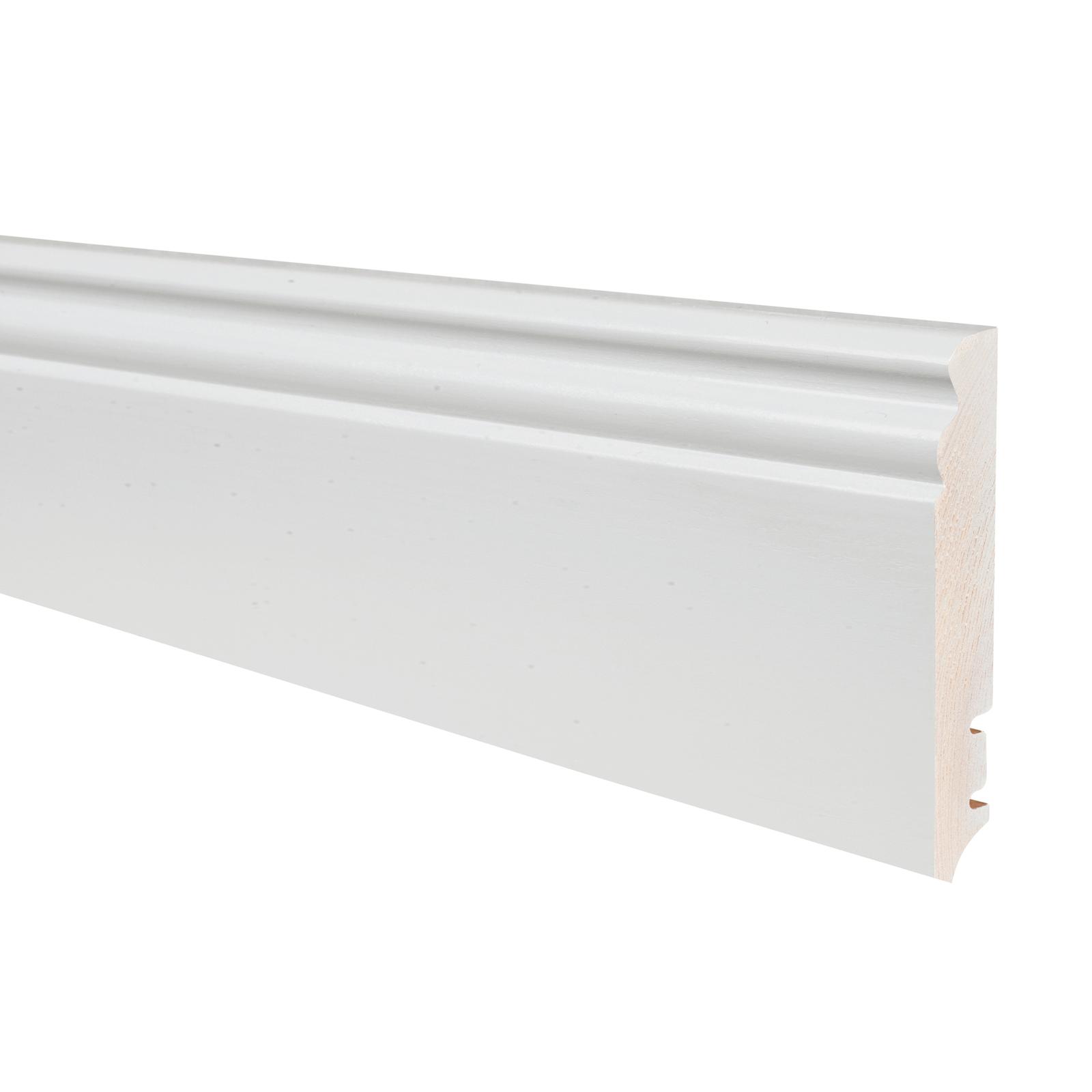 Plinta lemn P9H, alb lacuit, 2200 x 95 x 16 mm
