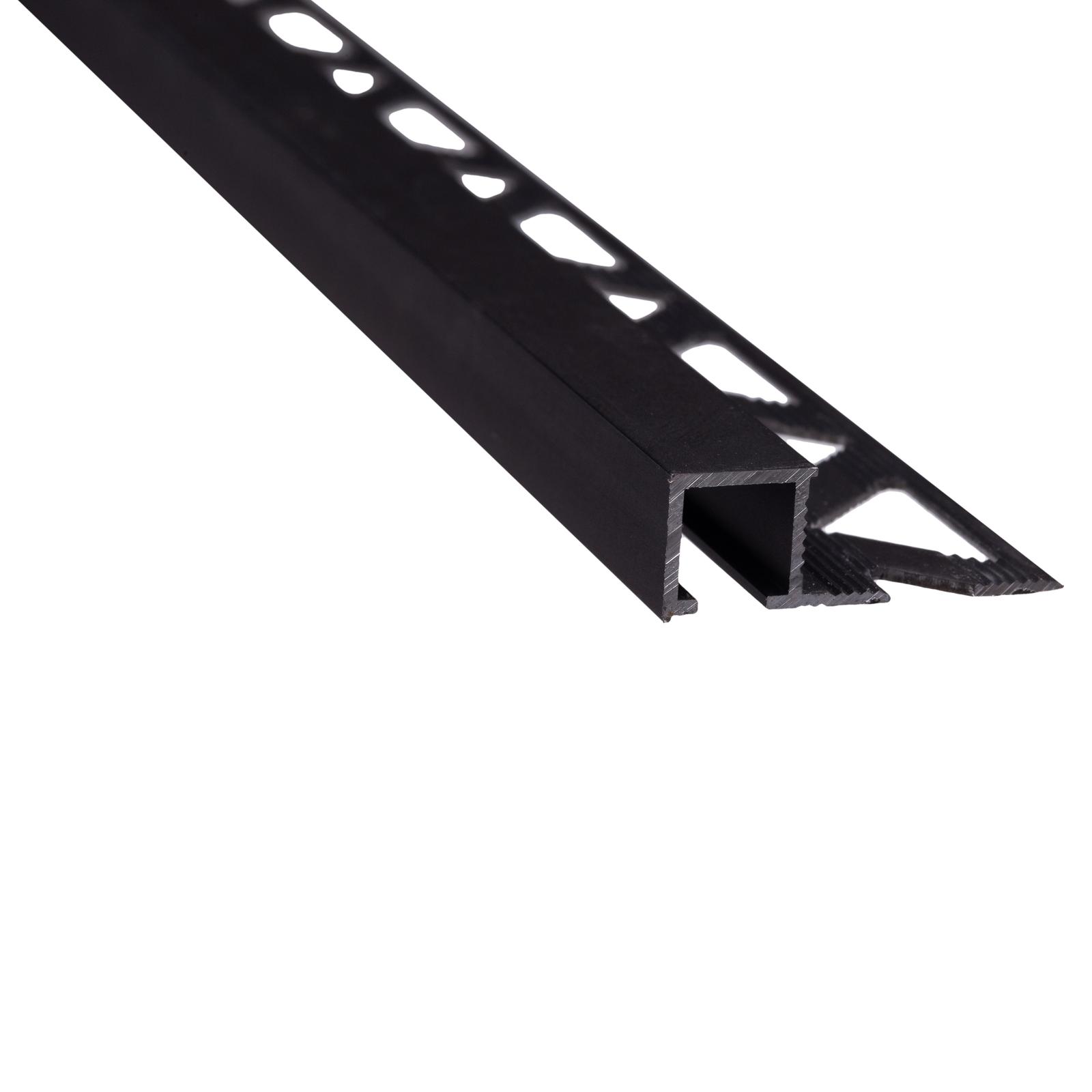 Profil aluminiu de colt exterior pentru gresie si faianta, patrat, negru, 10 x 2700 mm