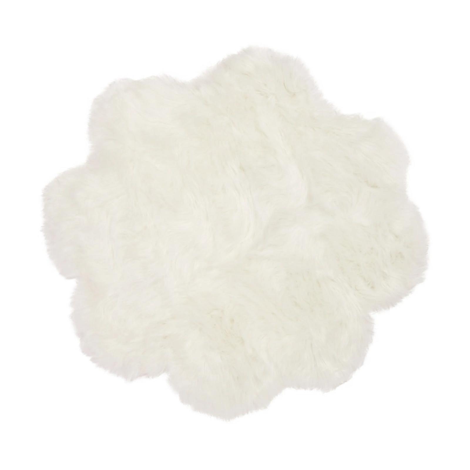 Covor camera copii Chip Flower 13, 90 cm, poliester, alb, asimetric