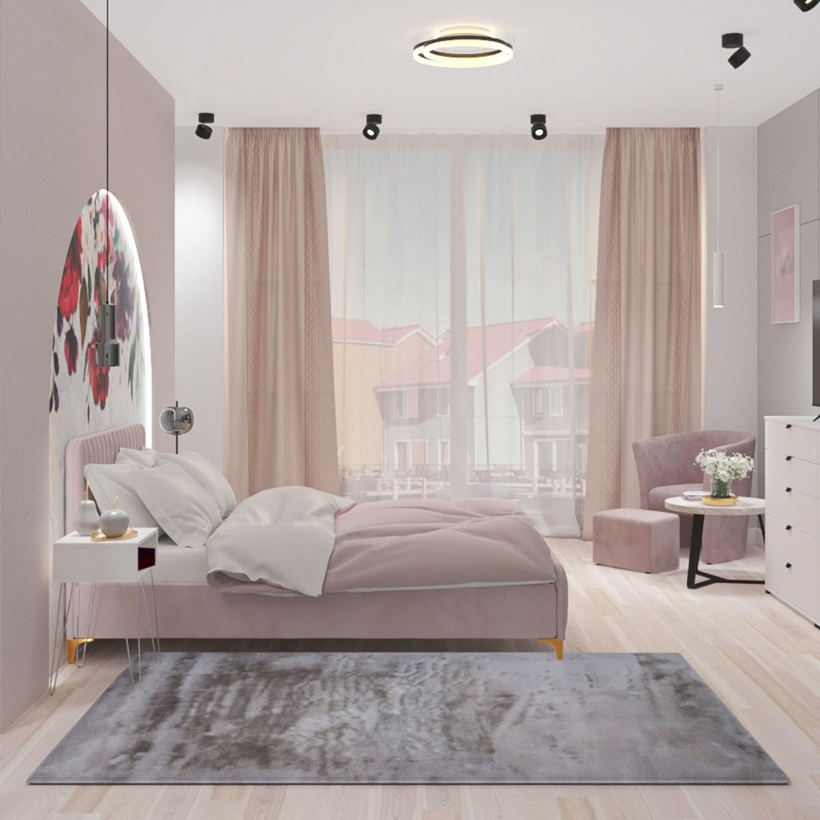 Covor Chip Pes 18229 living / dormitor , 160 x 230 cm, pufos, poliester, gri deschis, dreptunghiular