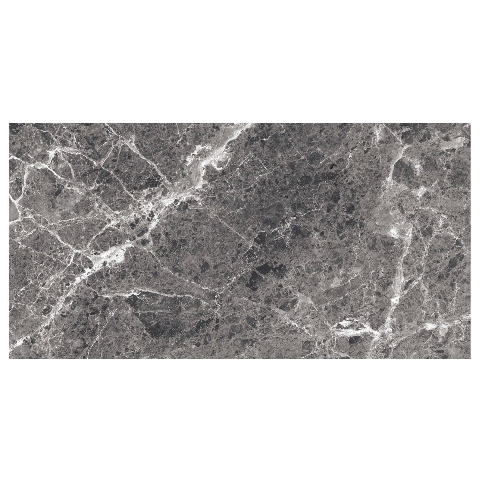 Gresie Deserto, 60 x 120 cm, gri, lucioasa, rectificata, imitatie piatra
