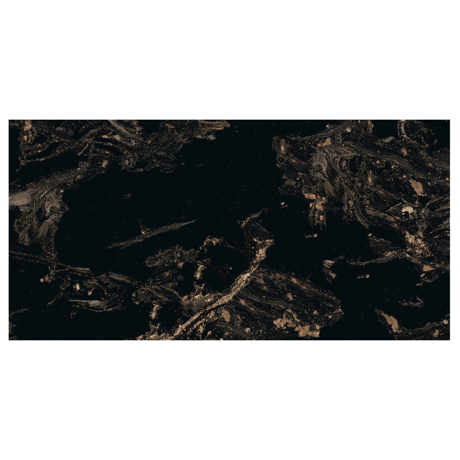 Gresie portelanata Magnifique Black, 60 x 120 cm, negru, lucioasa, rectificata, imitatie marmura