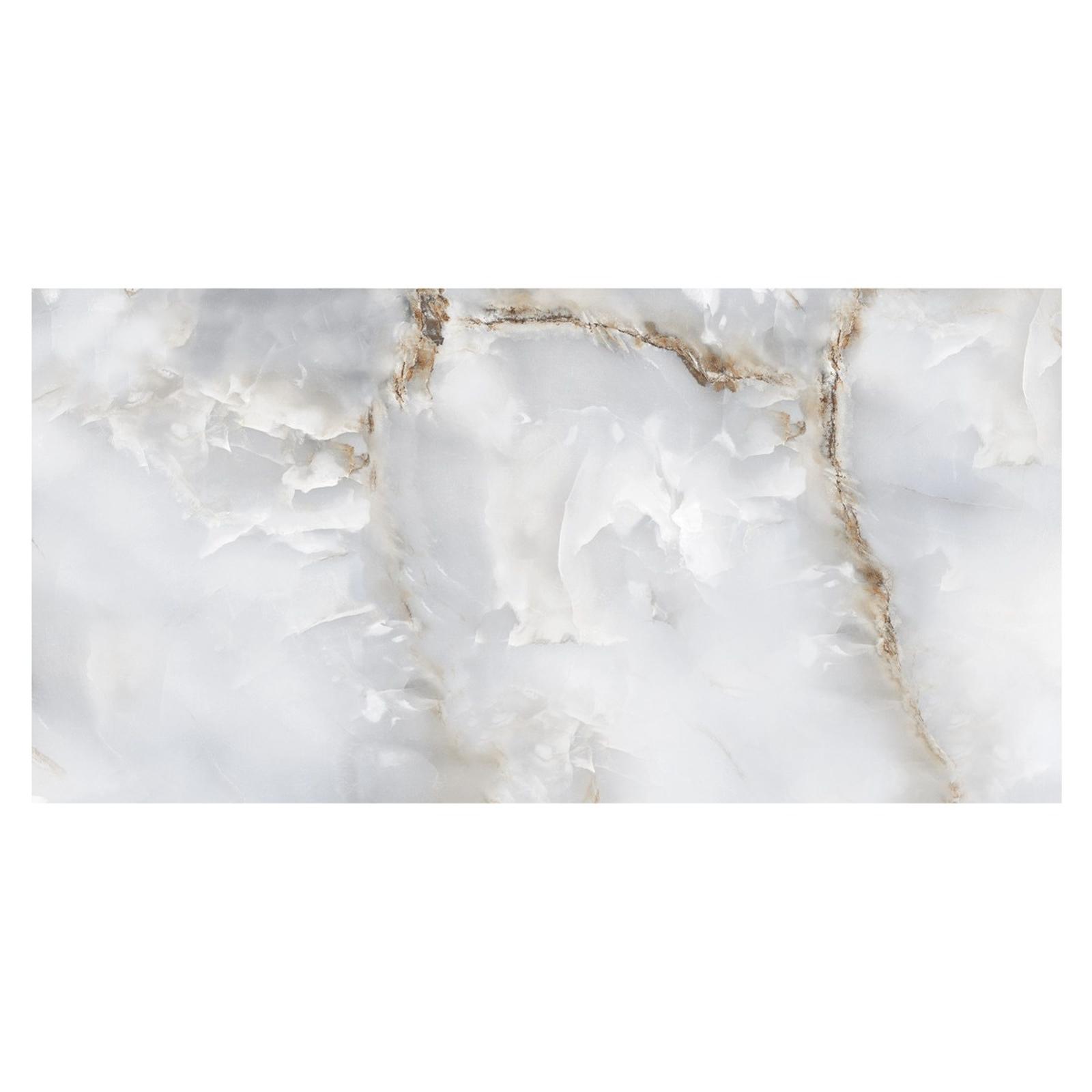 Gresie exterior / interior portelanata Cloudy Onyx, 60 x 120 cm, gri, lucioasa, rectificata, aspect marmura