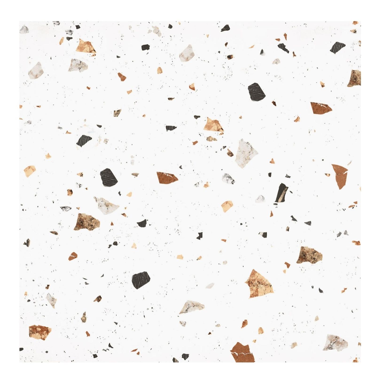 Gresie portelanata Remzi Terrazzo, 60 x 60 cm, alb, mata, rectificata, aspect piatra