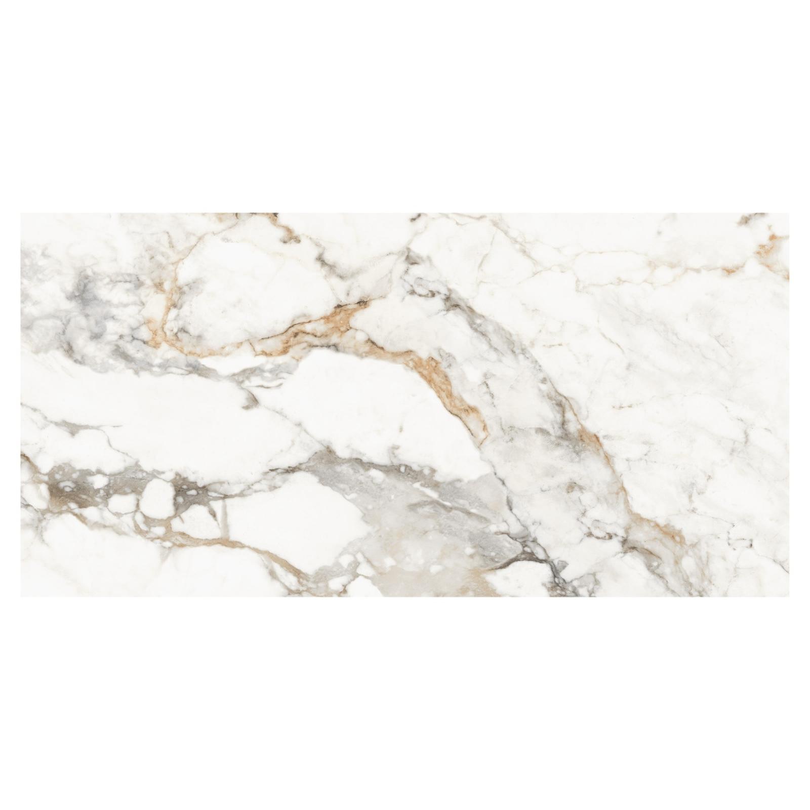 Gresie portelanata Loreal White, 80 x 160 cm, alb, lucioasa, rectificata, aspect marmura